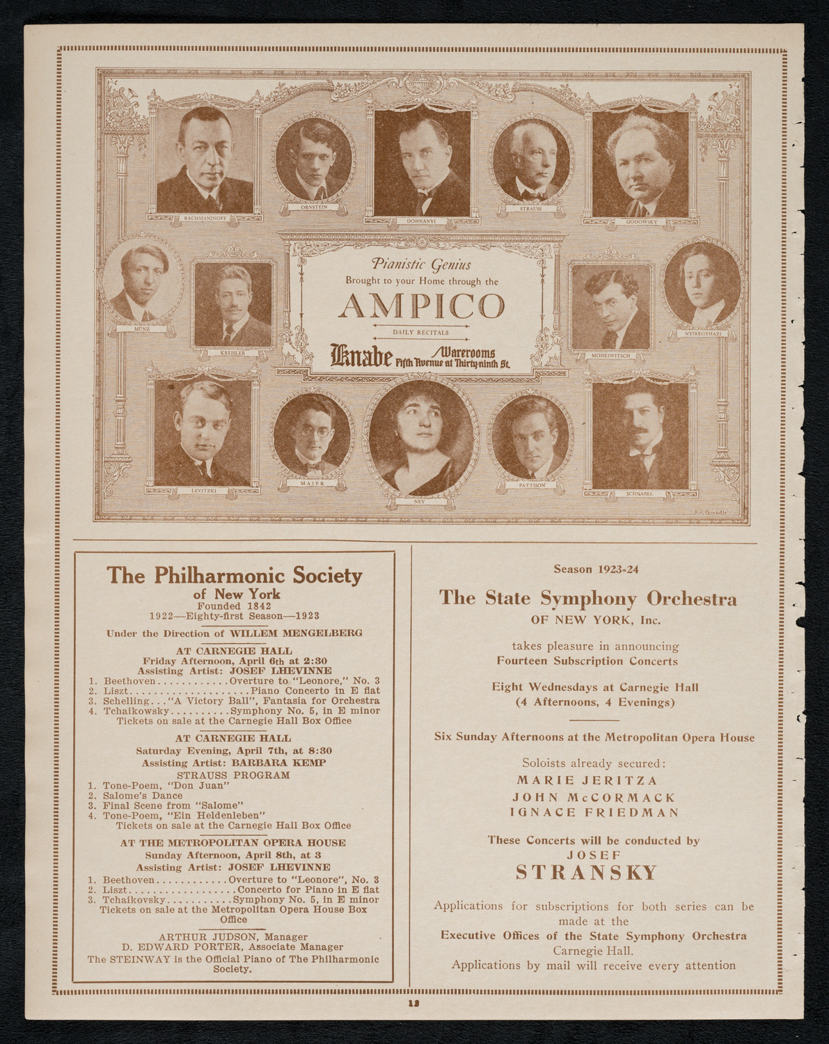 Boston Symphony Orchestra, April 5, 1923, program page 12