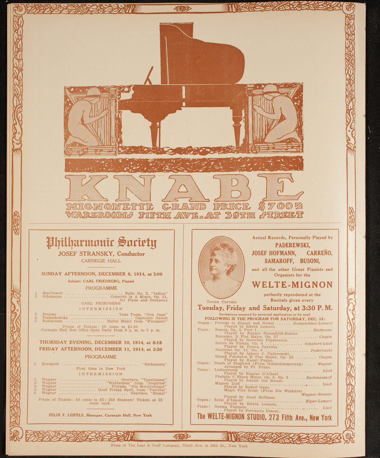 Boston Symphony Orchestra, December 5, 1914, program page 12