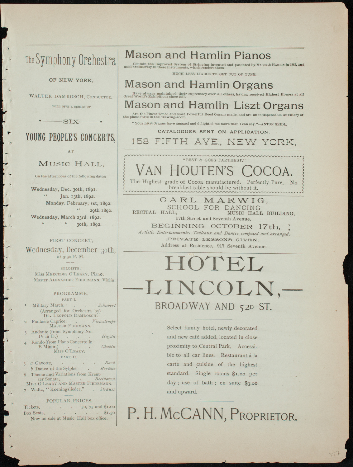 Oratorio Society of New York, December 29, 1891, program page 5