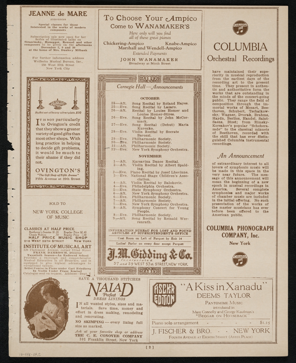 Maria Theresa, October 24, 1924, program page 3