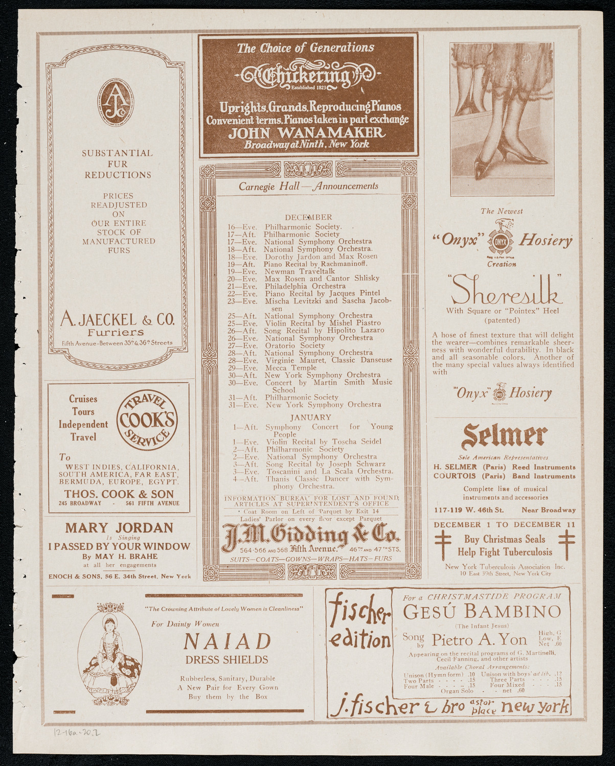 Eddy Brown, Violin, December 16, 1920, program page 3