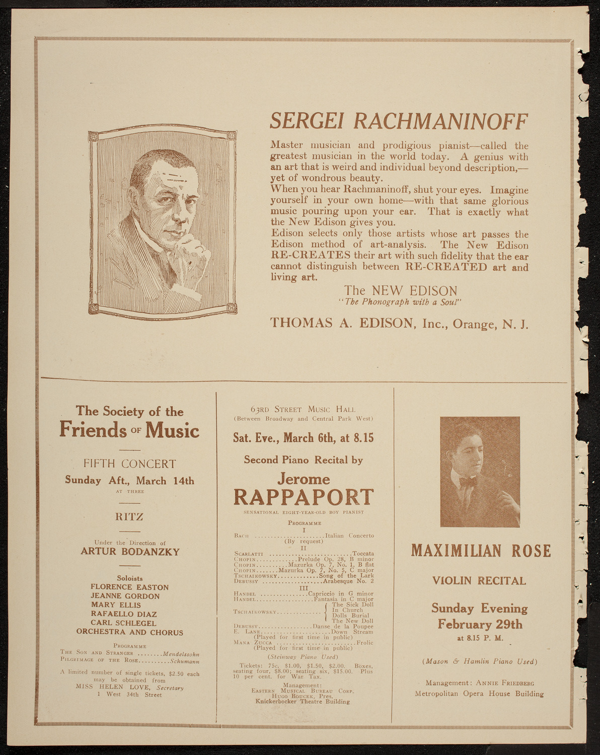 New York Philharmonic, February 26, 1920, program page 2