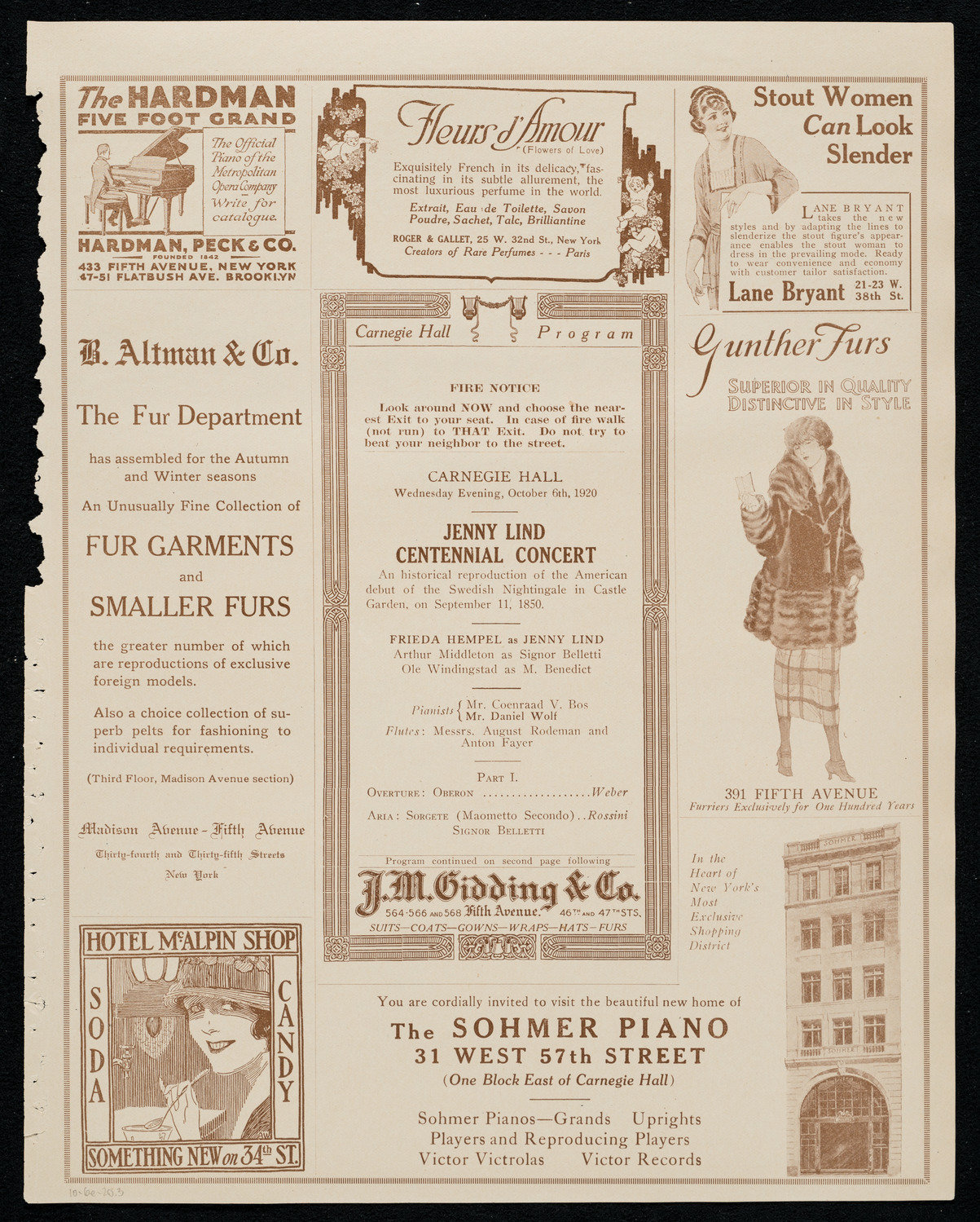 Jenny Lind Centennial Concert, October 6, 1920, program page 5