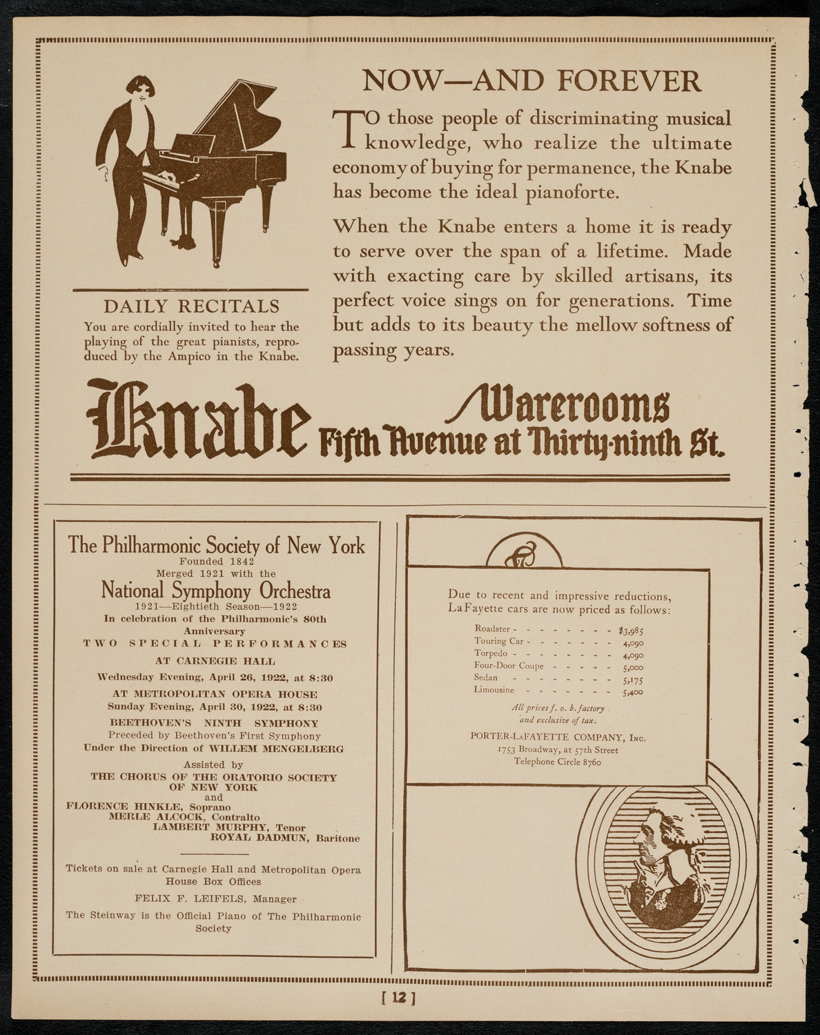 Philadelphia Orchestra, April 18, 1922, program page 12