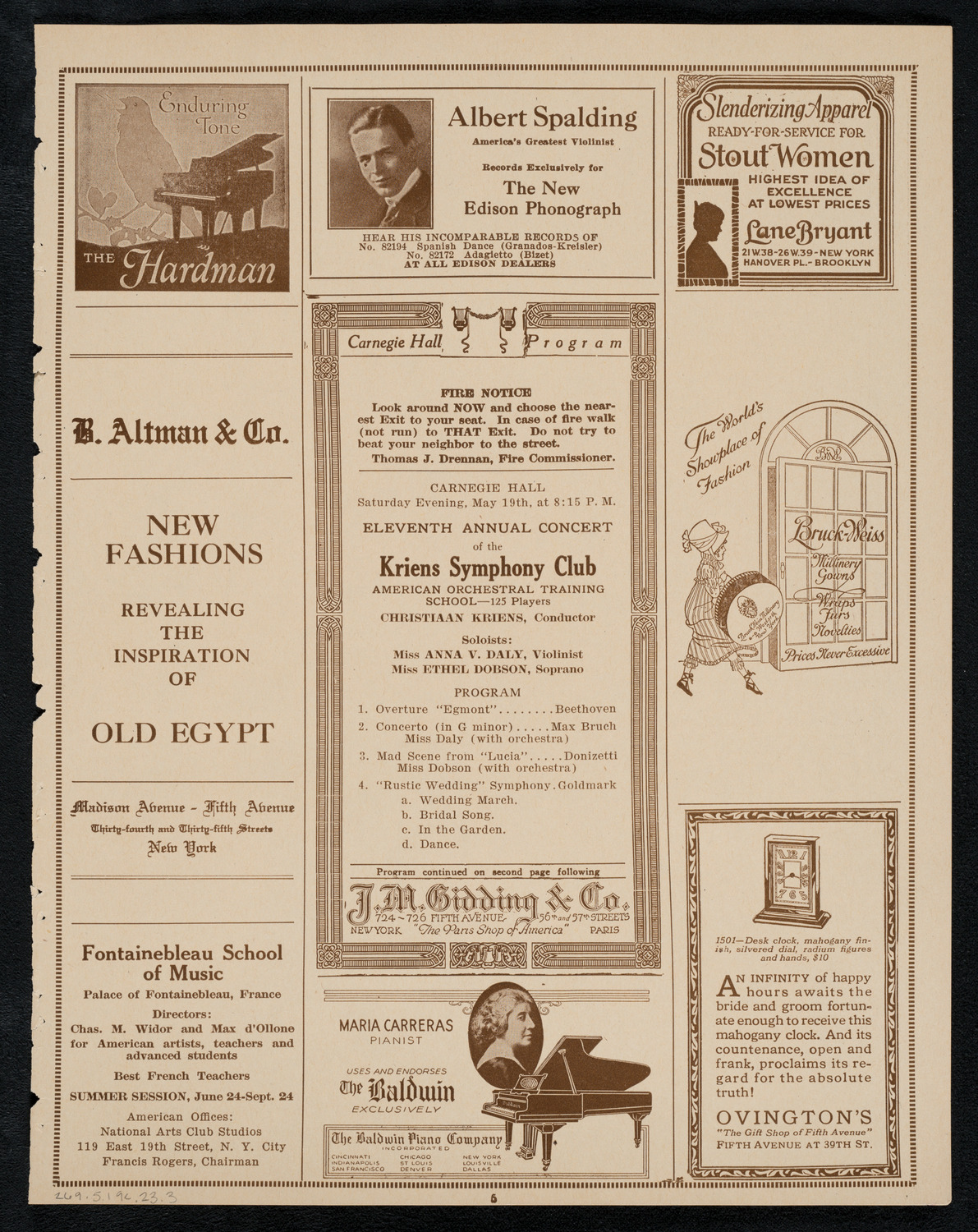 Kriens Symphony Club, May 19, 1923, program page 5