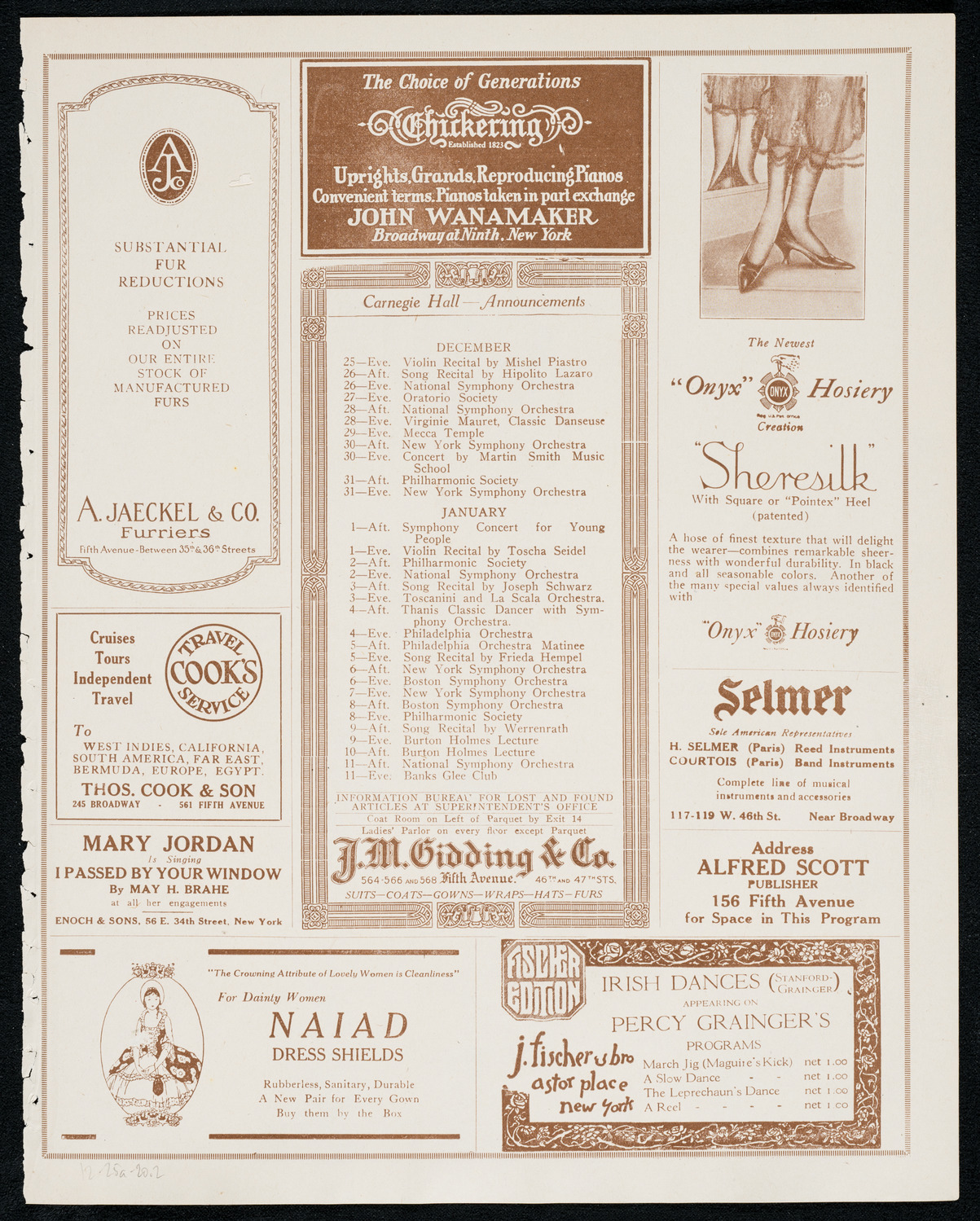 National Symphony Orchestra, December 25, 1920, program page 3