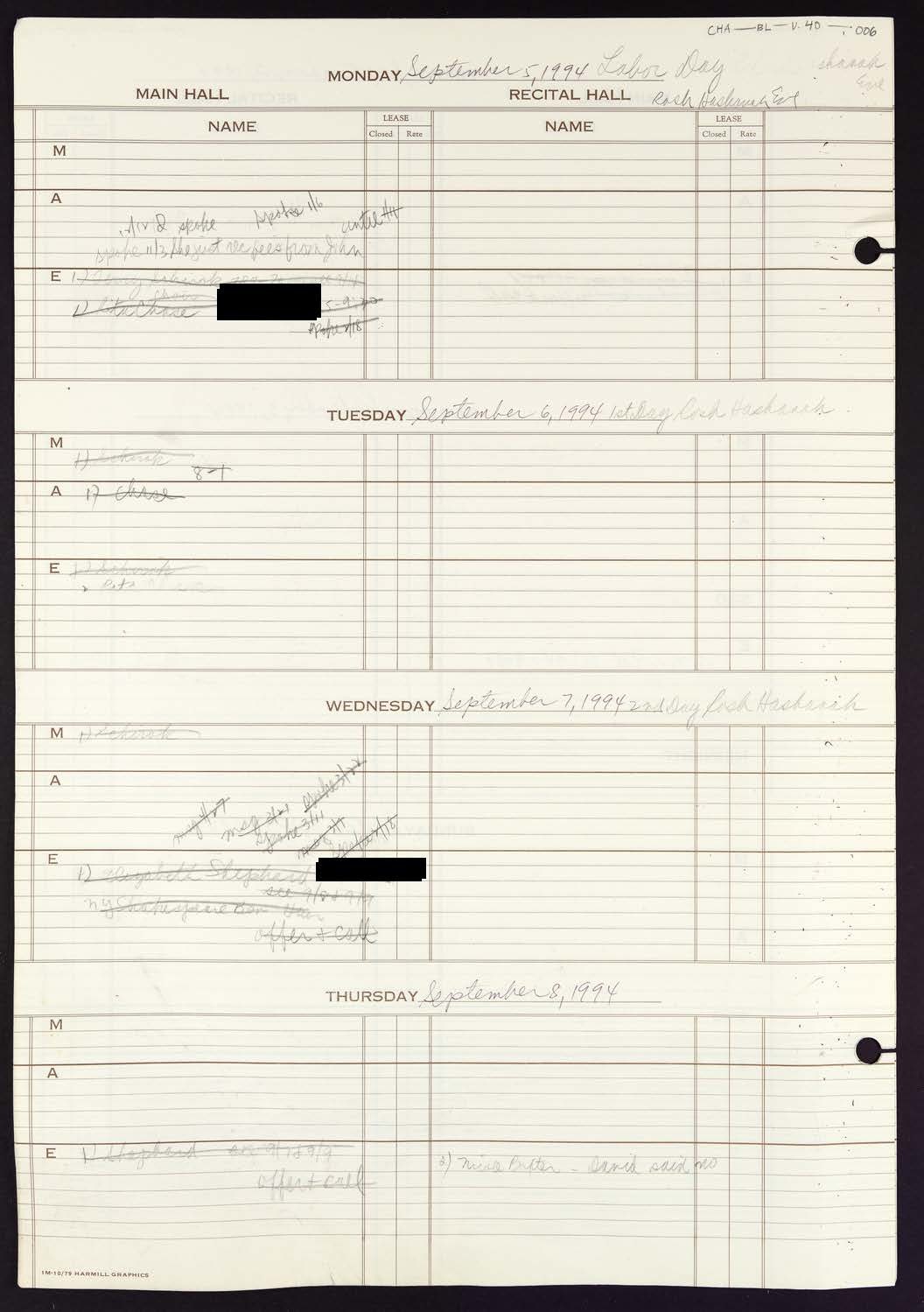 Carnegie Hall Booking Ledger, volume 40, page 6