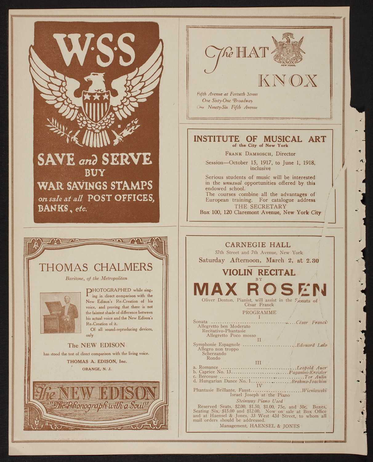 New York Philharmonic, February 21, 1918, program page 2