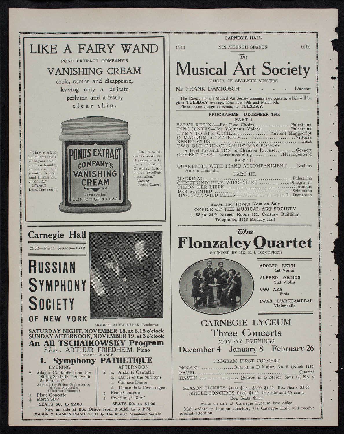 Vladimir de Pachmann, Piano, November 18, 1911, program page 8