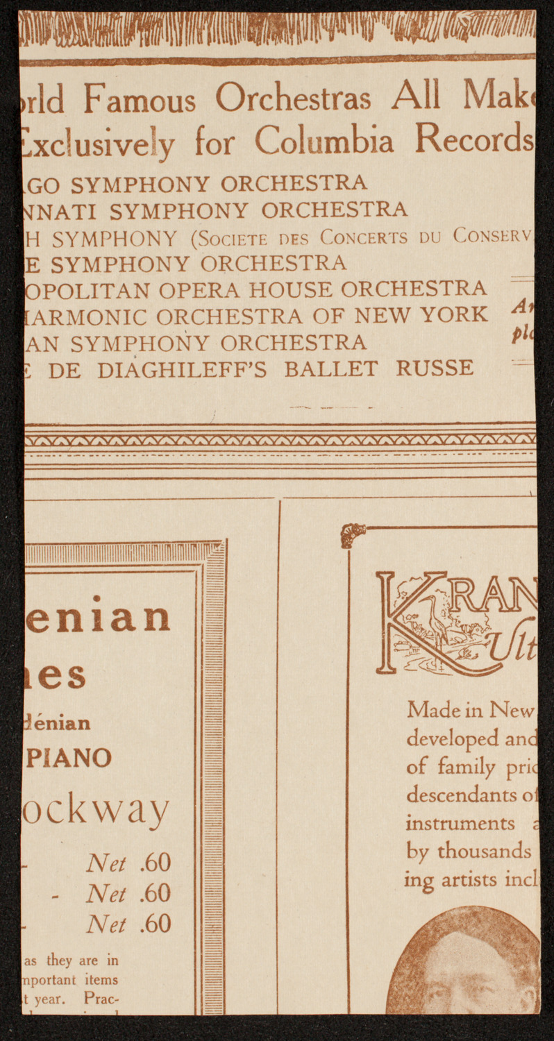 Peace Festival Concert, March 7, 1919, program page 2