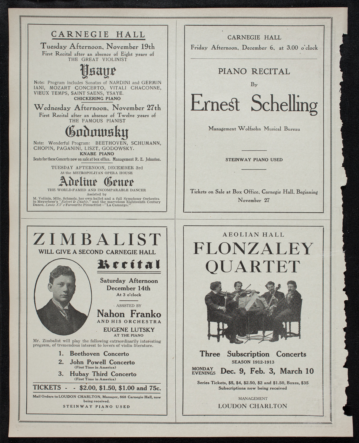New York Philharmonic, November 14, 1912, program page 10
