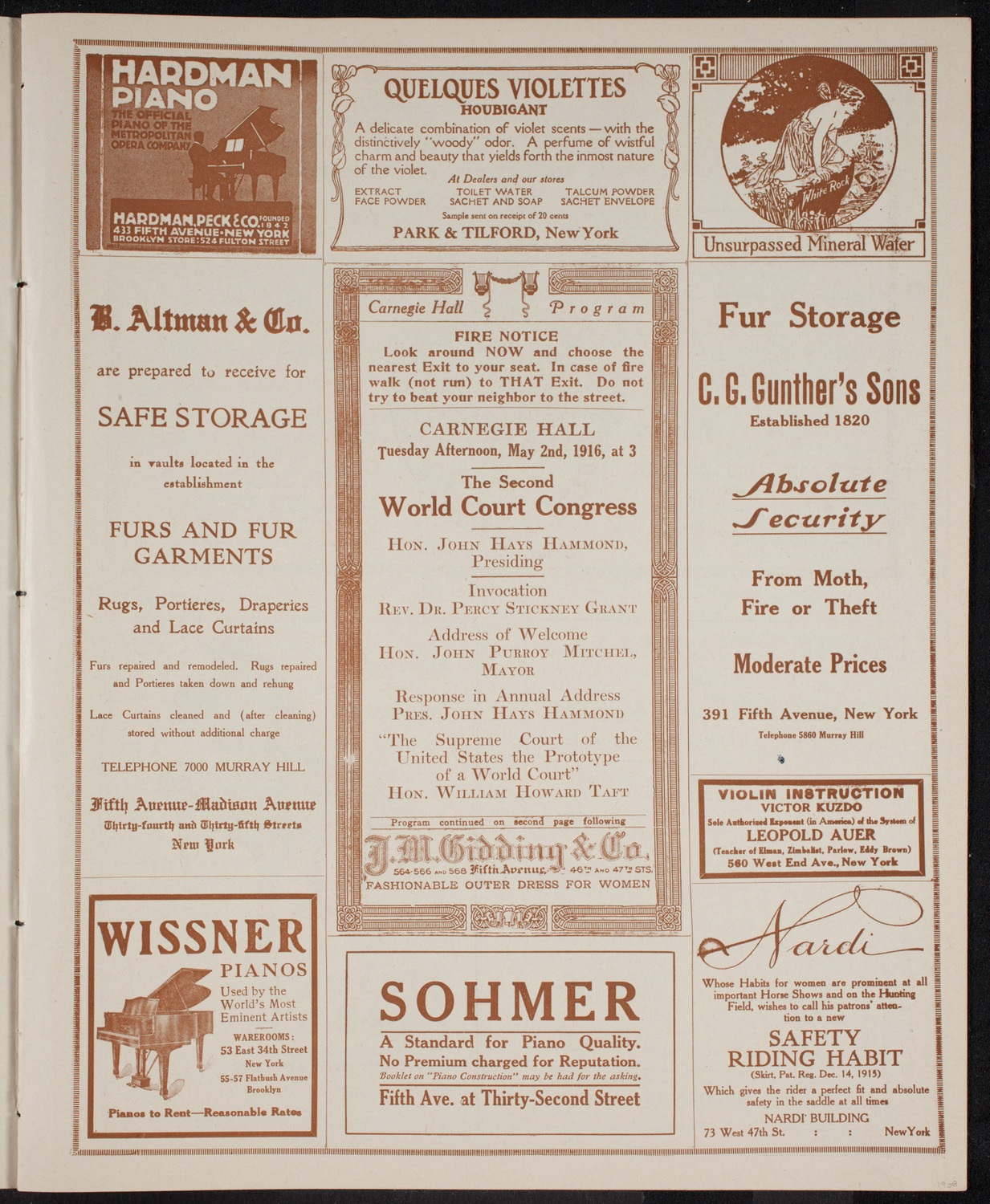 Second World Court Congress, May 2, 1916, program page 5