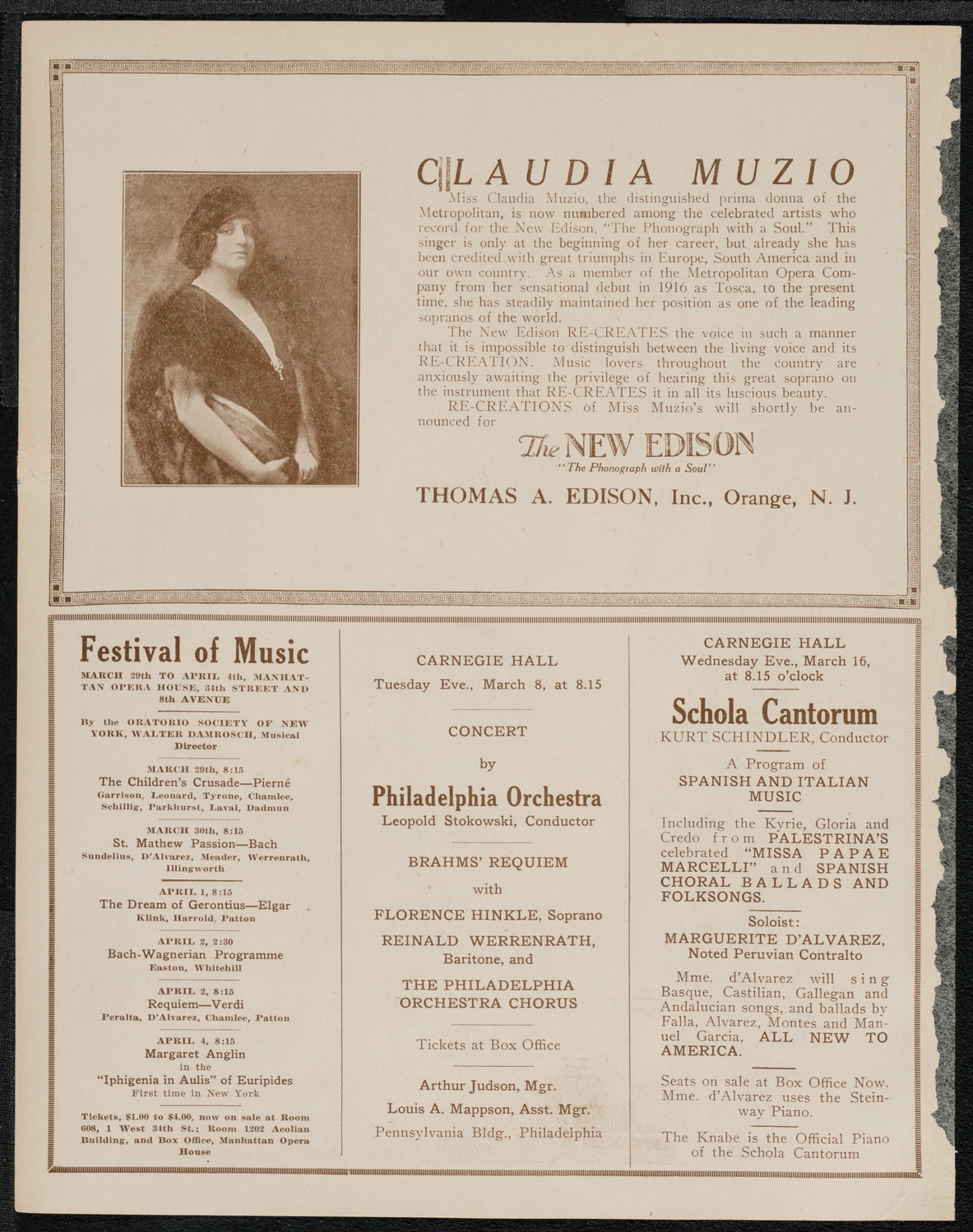 National Symphony Orchestra, March 6, 1921, program page 2