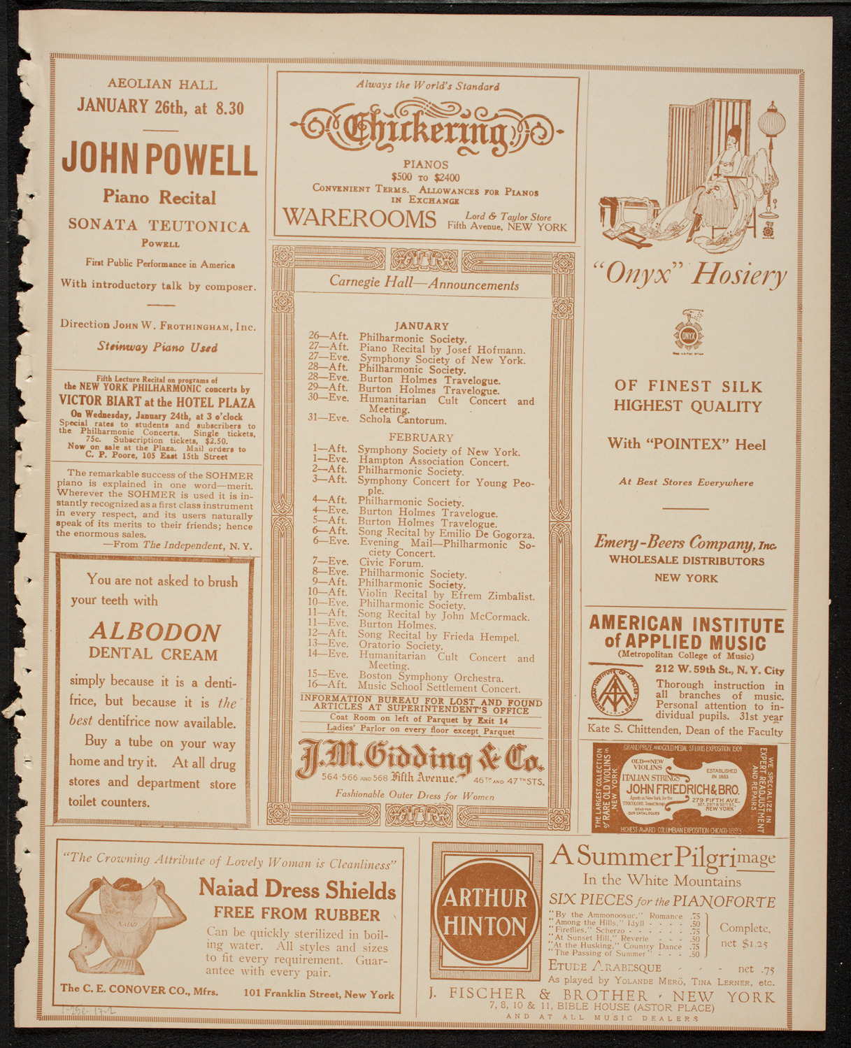 New York Philharmonic, January 25, 1917, program page 3