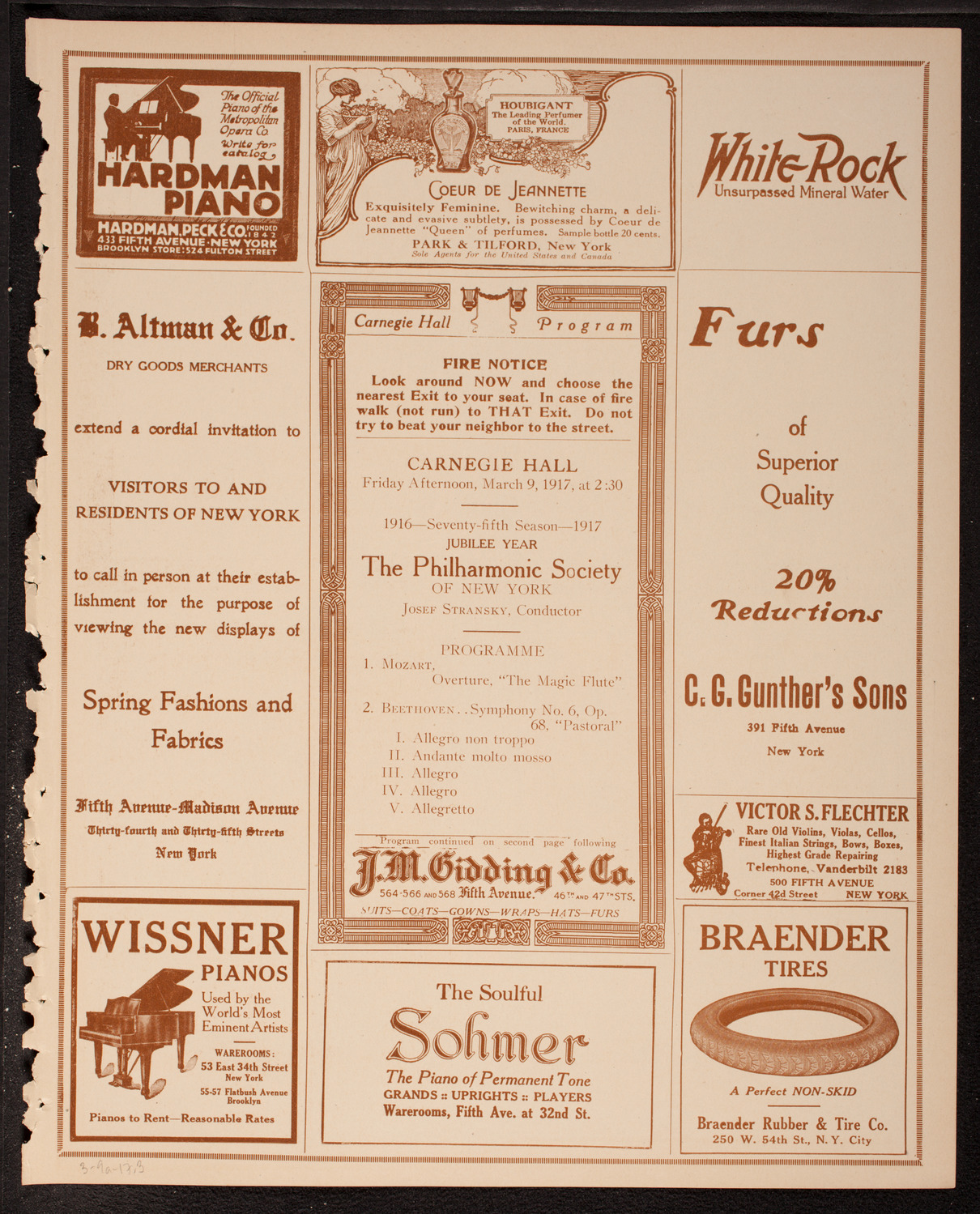 New York Philharmonic, March 9, 1917, program page 5