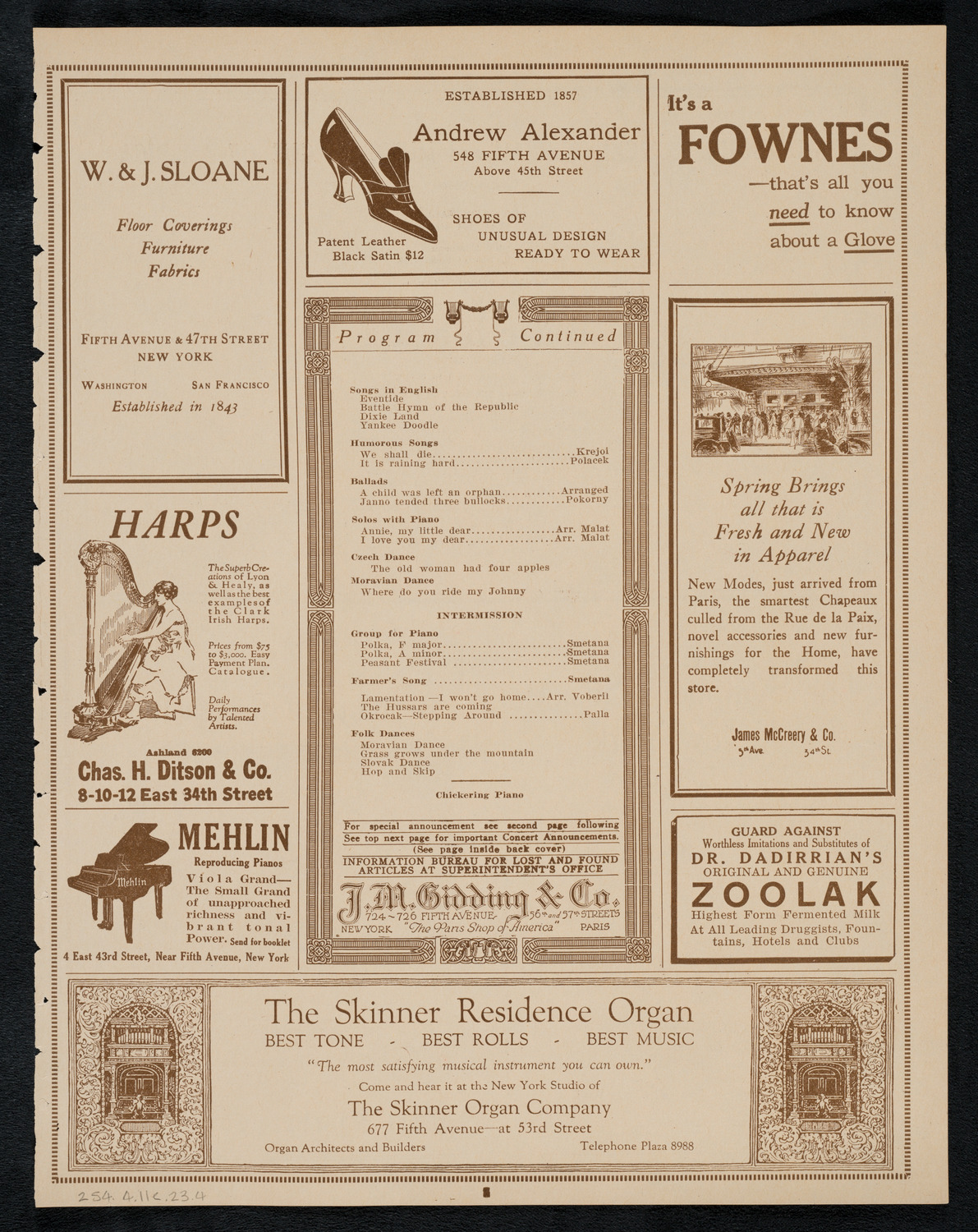 The Bakule Chorus of Prague, April 11, 1923, program page 7