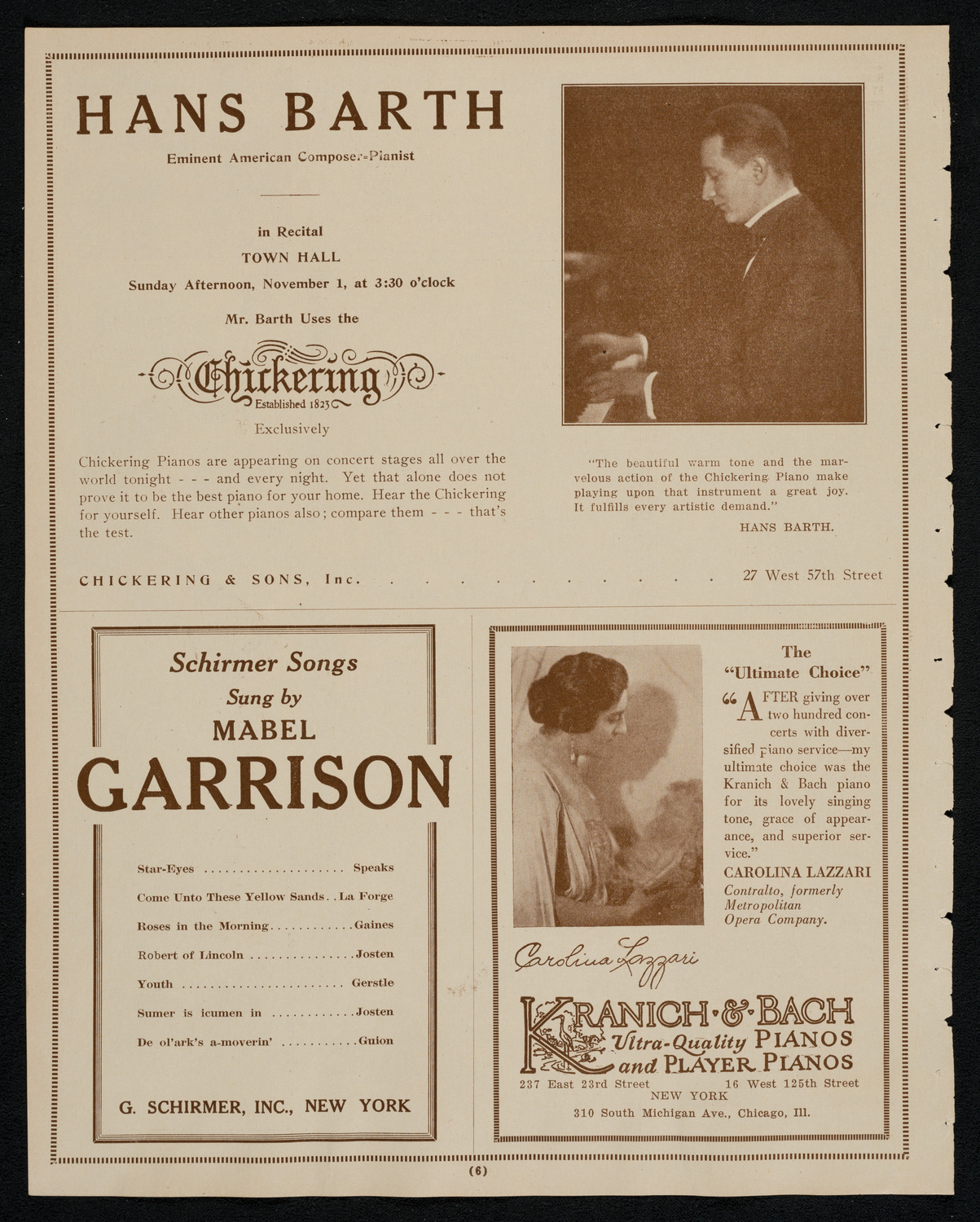 Mabel Garrison, Soprano, October 24, 1925, program page 6