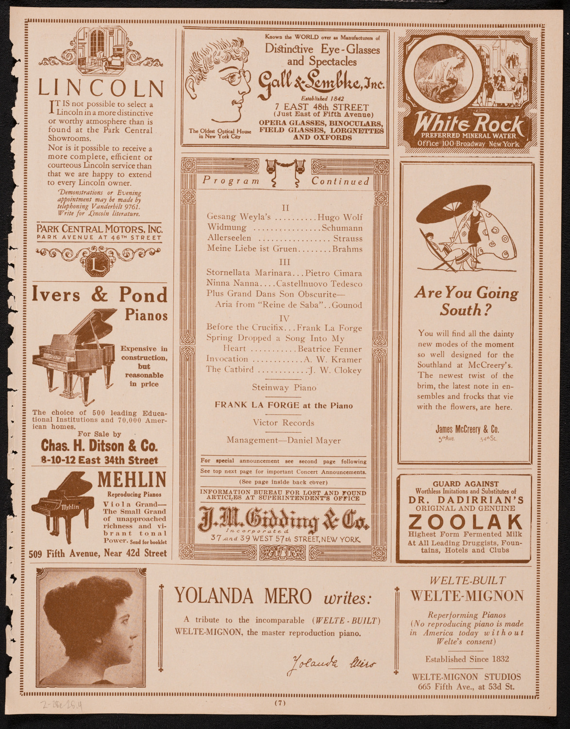 Dusolina Giannini, Soprano, February 28, 1925, program page 7