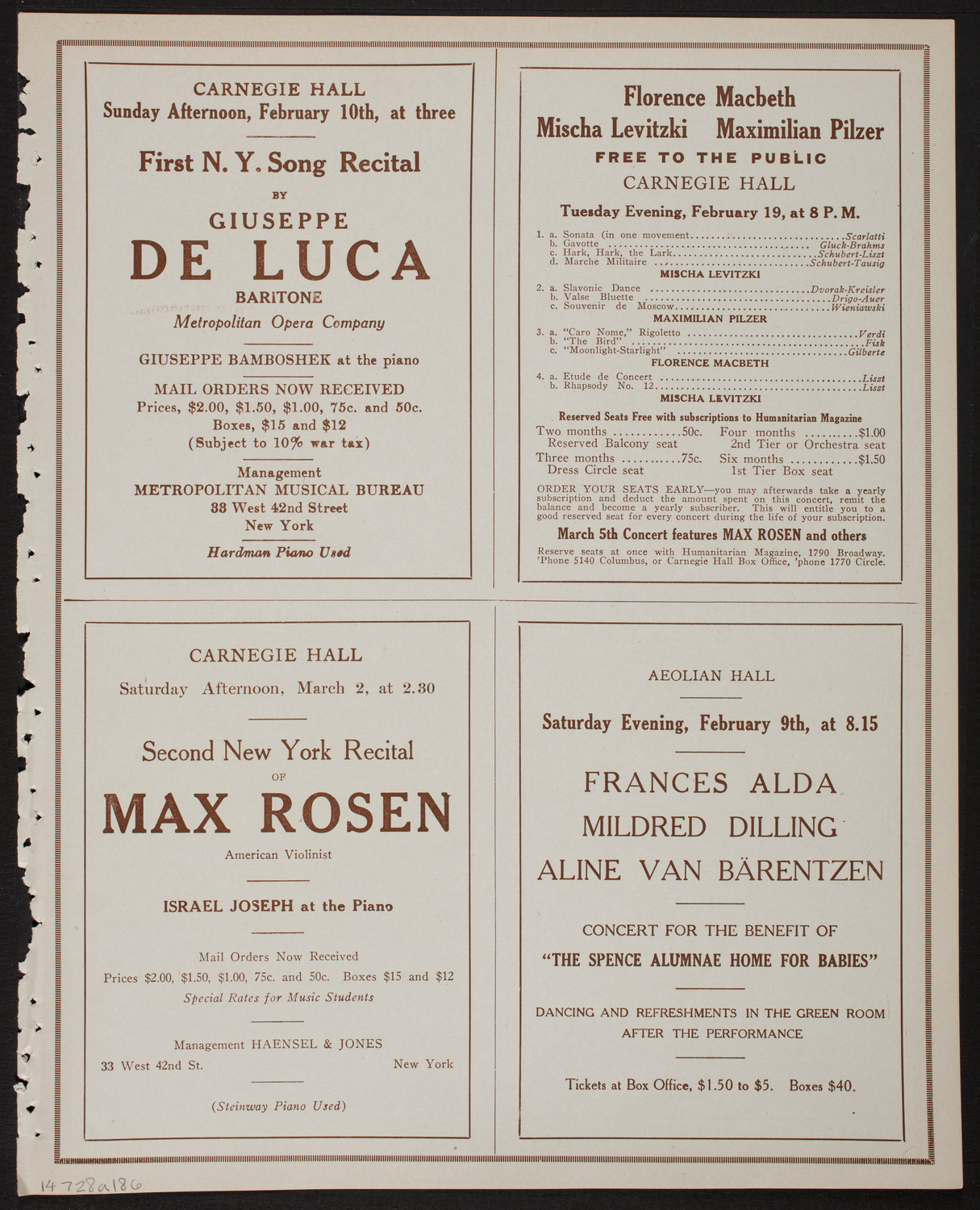New York Philharmonic, February 8, 1918, program page 11