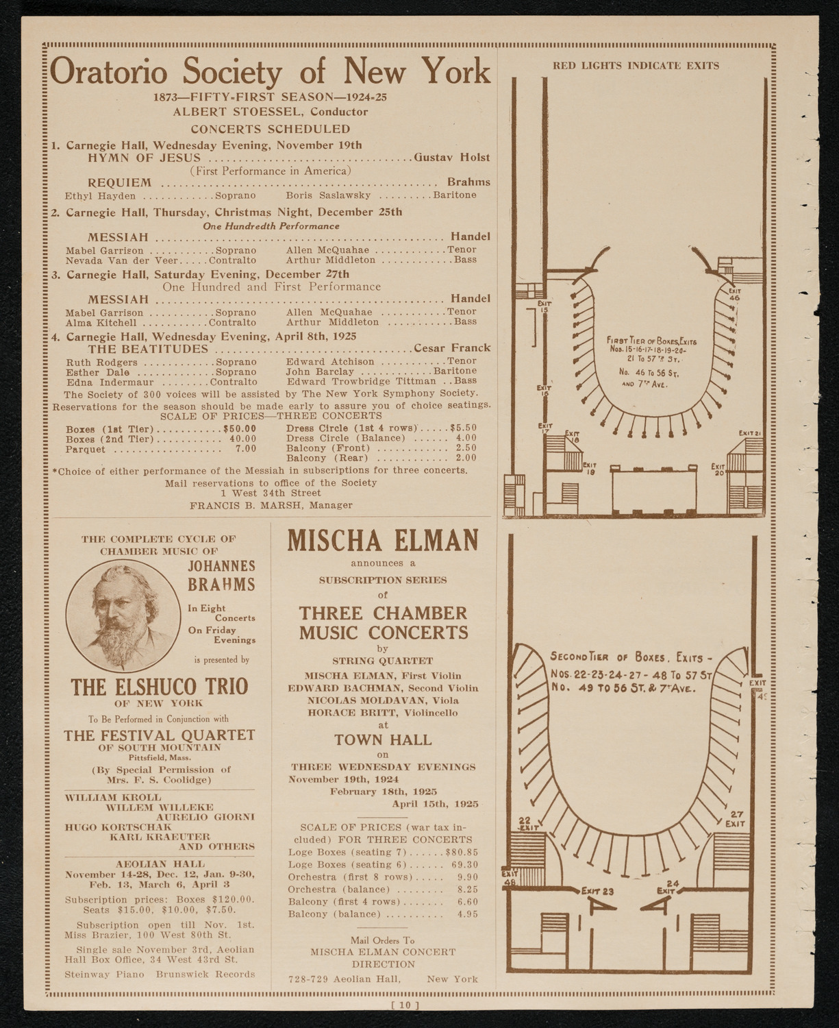 Philadelphia Orchestra, October 21, 1924, program page 10