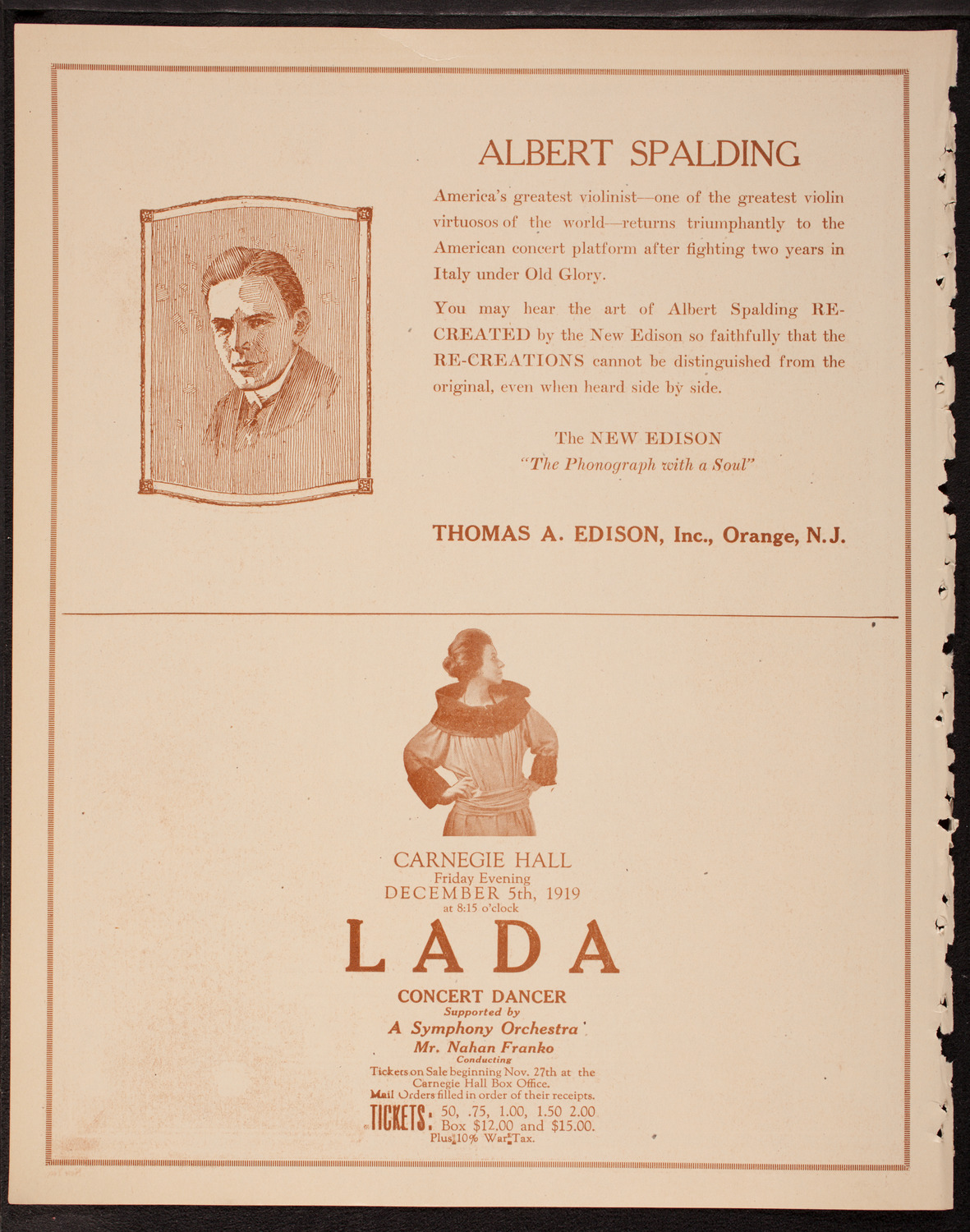 Philadelphia Orchestra, December 2, 1919, program page 2