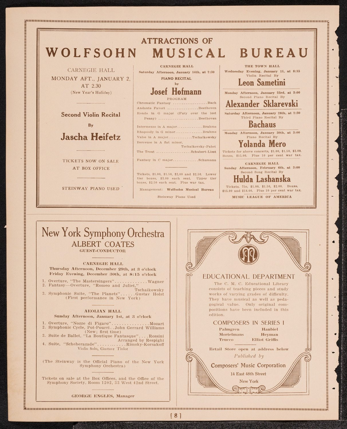 Mecca Temple of New York: Ancient Arabic Order of the Nobles of the Mystic Shrine, December 23, 1921, program page 8