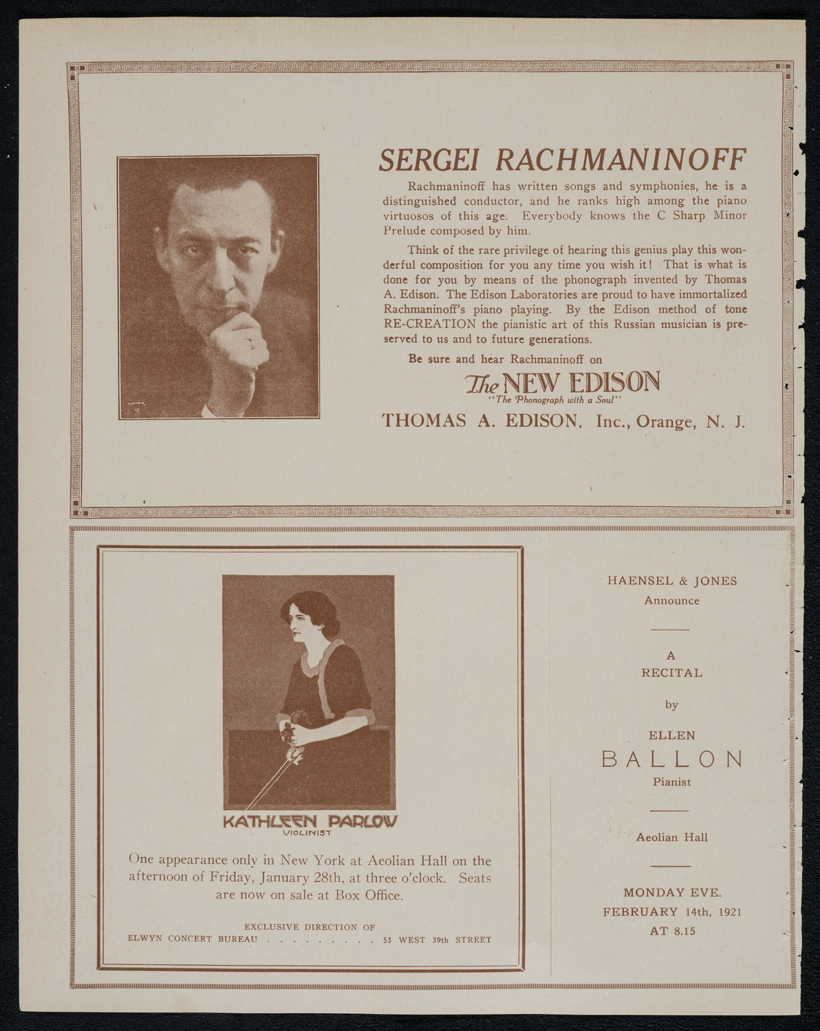 New York Philharmonic, January 21, 1921, program page 2