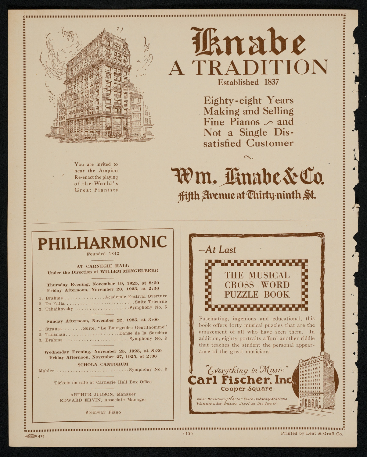 New York Philharmonic, November 15, 1925, program page 12