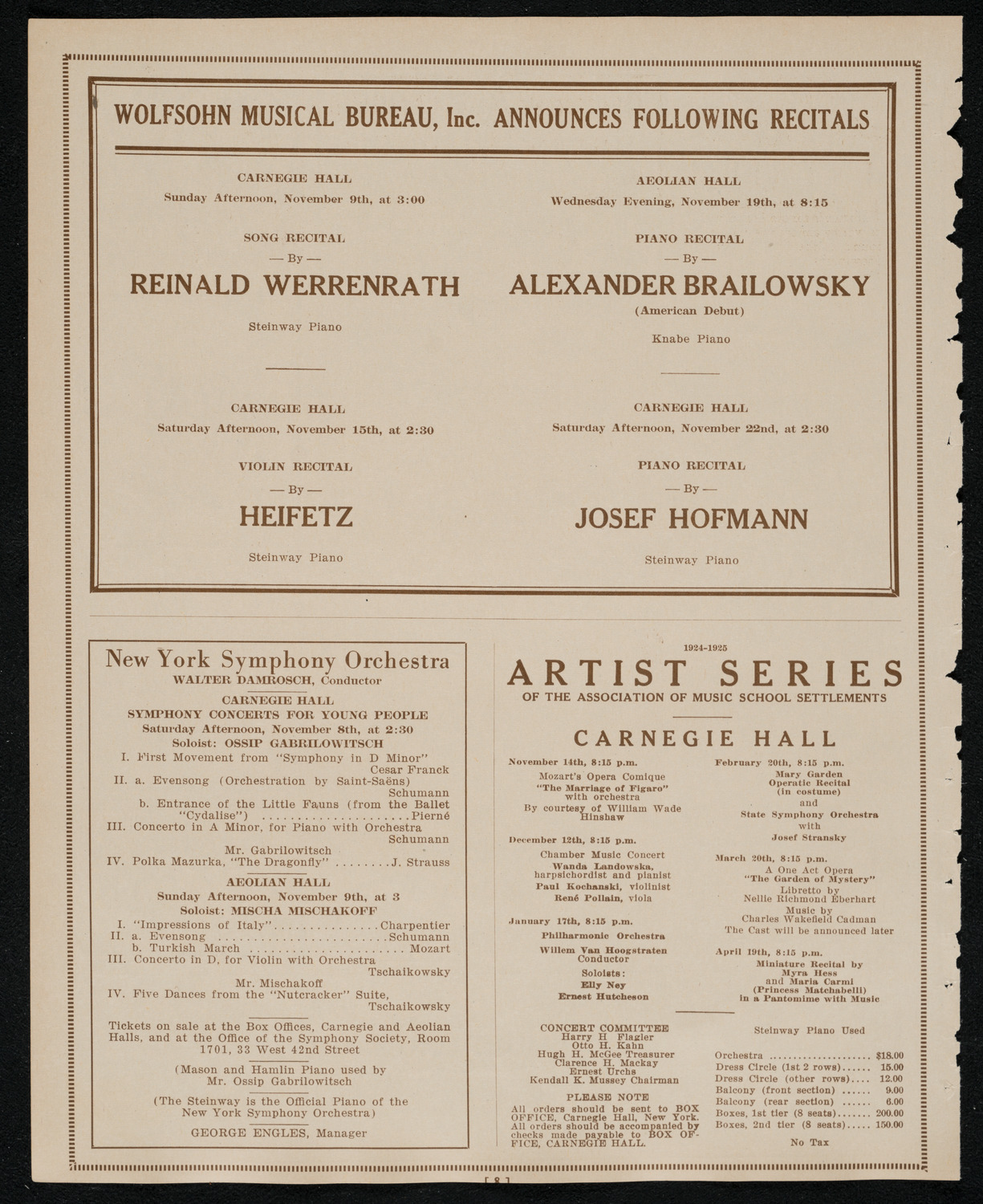 New York Philharmonic, November 6, 1924, program page 8