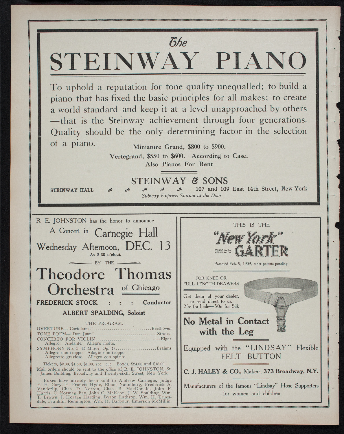 New York Philharmonic, November 17, 1911, program page 4