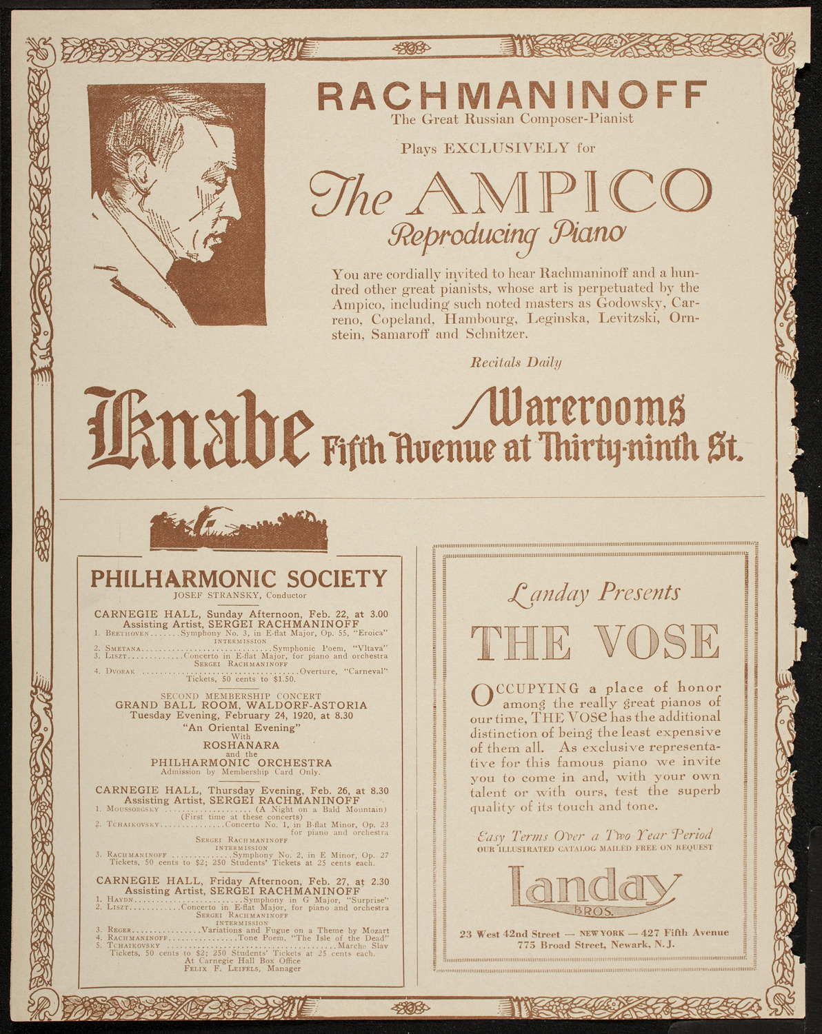 Josef Lhévinne, Piano, February 18, 1920, program page 12