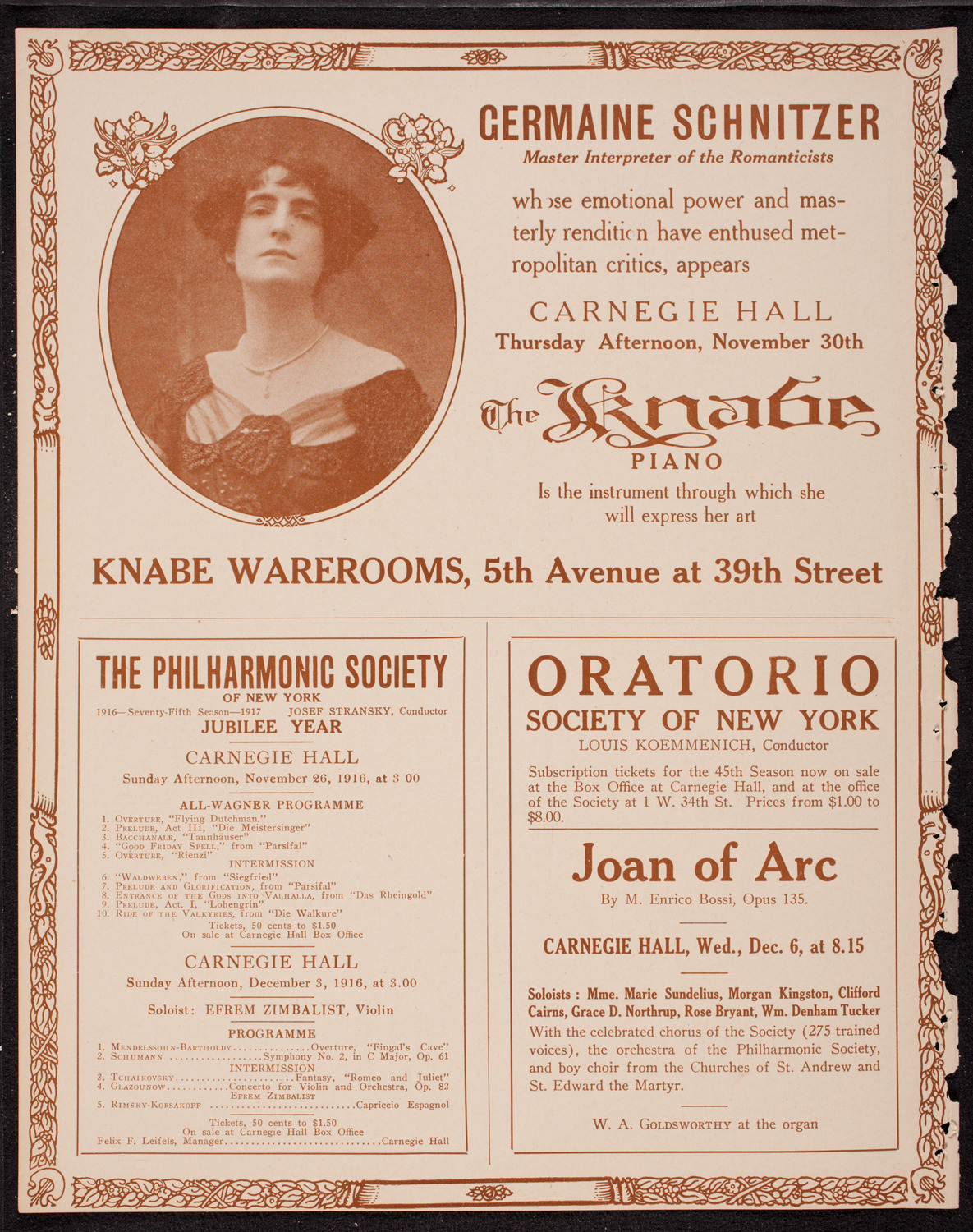 Lecture by Frederick Palmer, November 24, 1916, program page 12