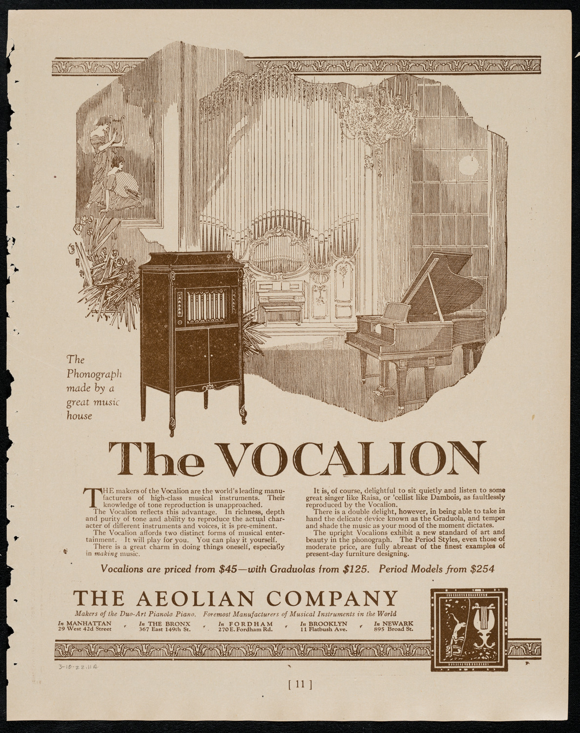 New York Philharmonic, March 10, 1922, program page 11