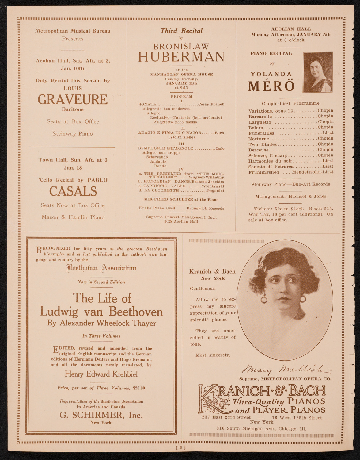 Boston Symphony Orchestra, January 1, 1925, program page 6