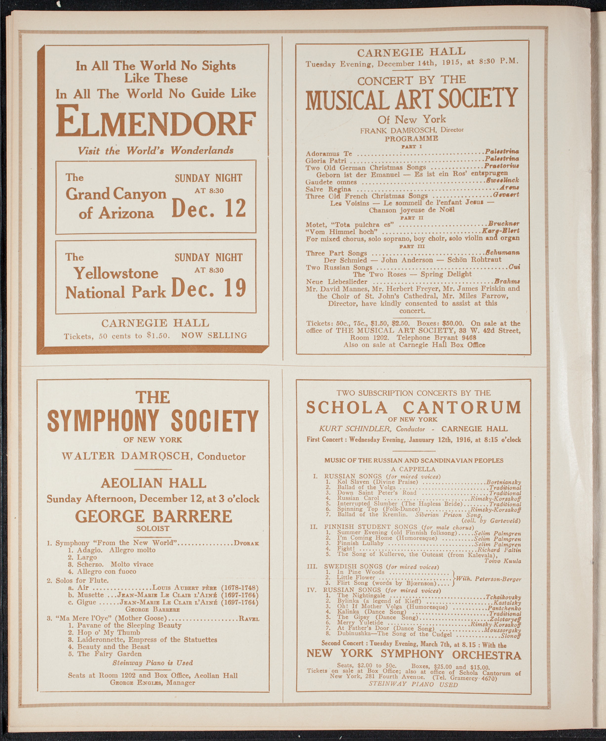Mischa Elman, Violin, December 11, 1915, program page 8