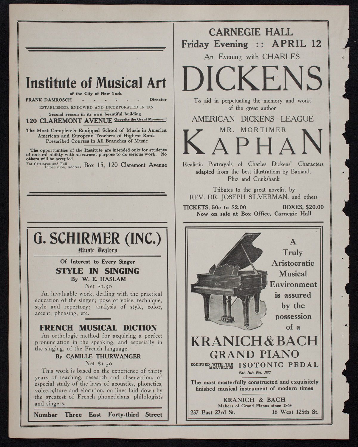 New York Philharmonic, March 14, 1912, program page 6