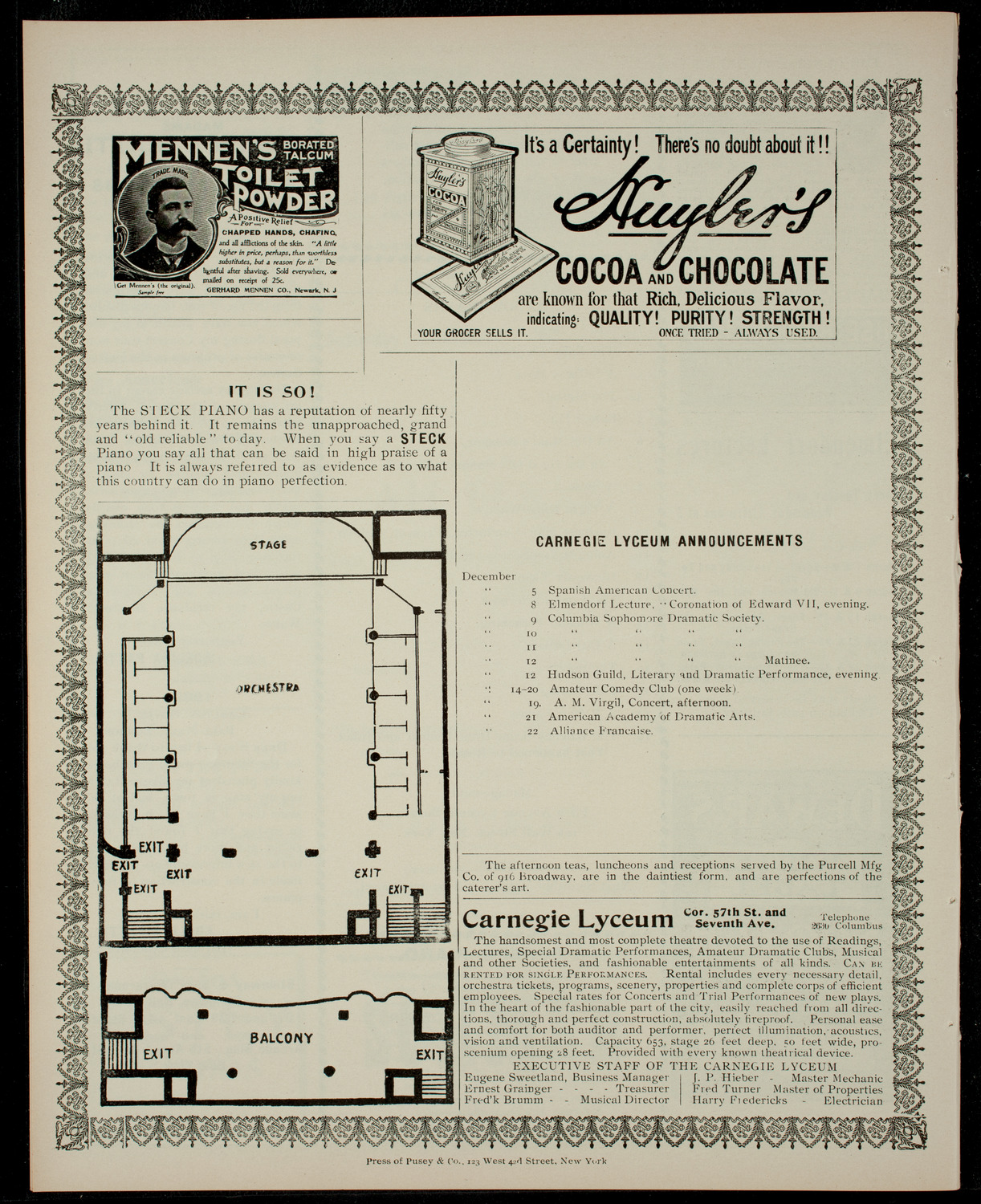 Ah Foon, December 5, 1903, program page 4