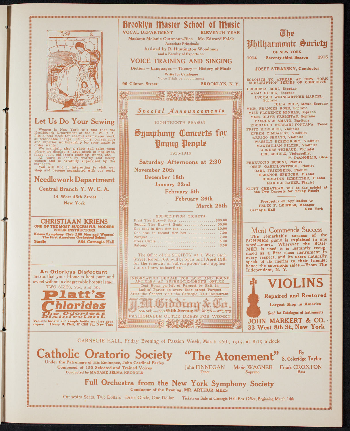 Russian Symphony Society of New York, March 20, 1915, program page 9