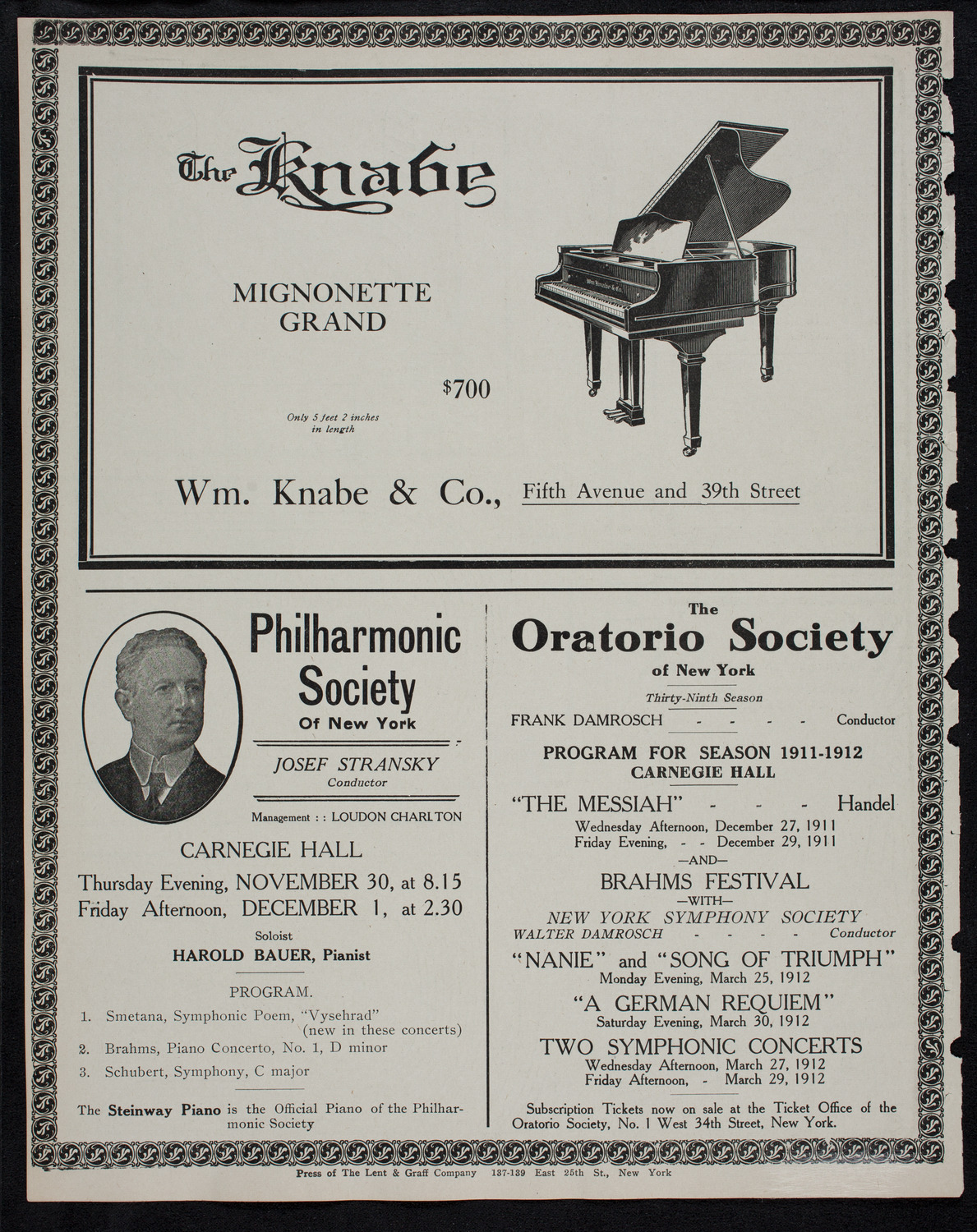 New York Philharmonic, November 26, 1911, program page 12