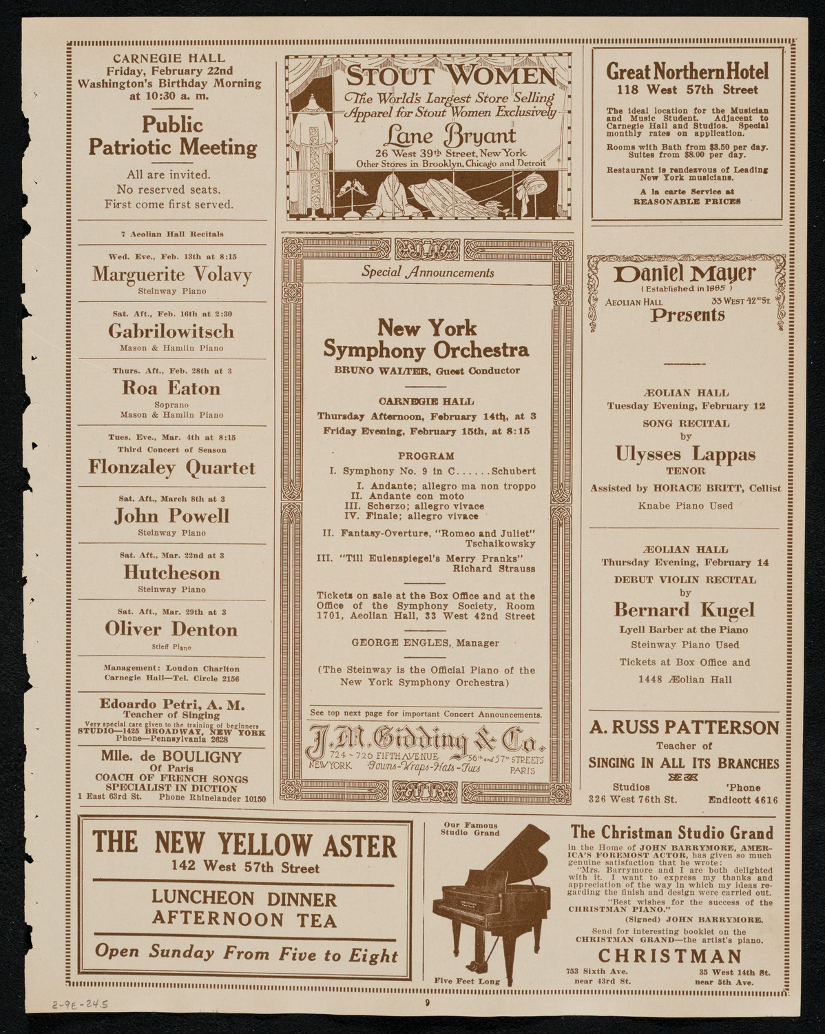 Lecture-Concert by Dr. G. Arthur Gayer, Mme. Wolf Rashkis, Alfredo Oswald, and Sepp Morscher, February 9, 1924, program page 9