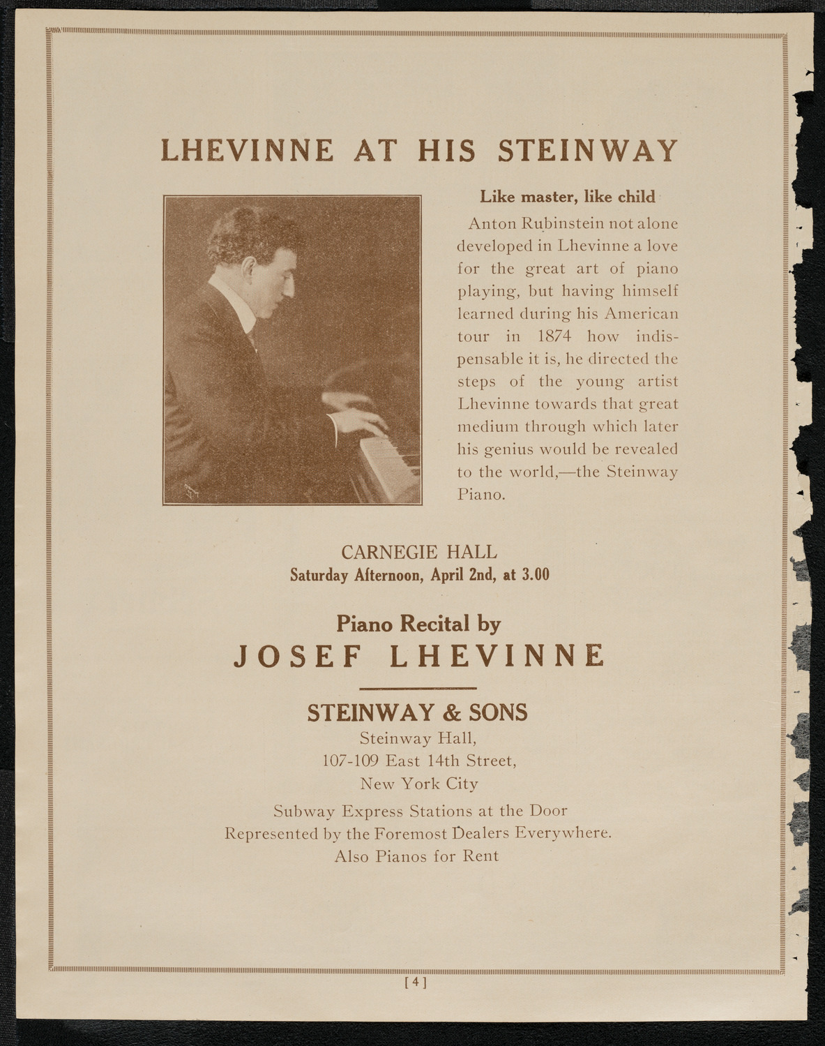 National Symphony Orchestra, March 28, 1921, program page 4
