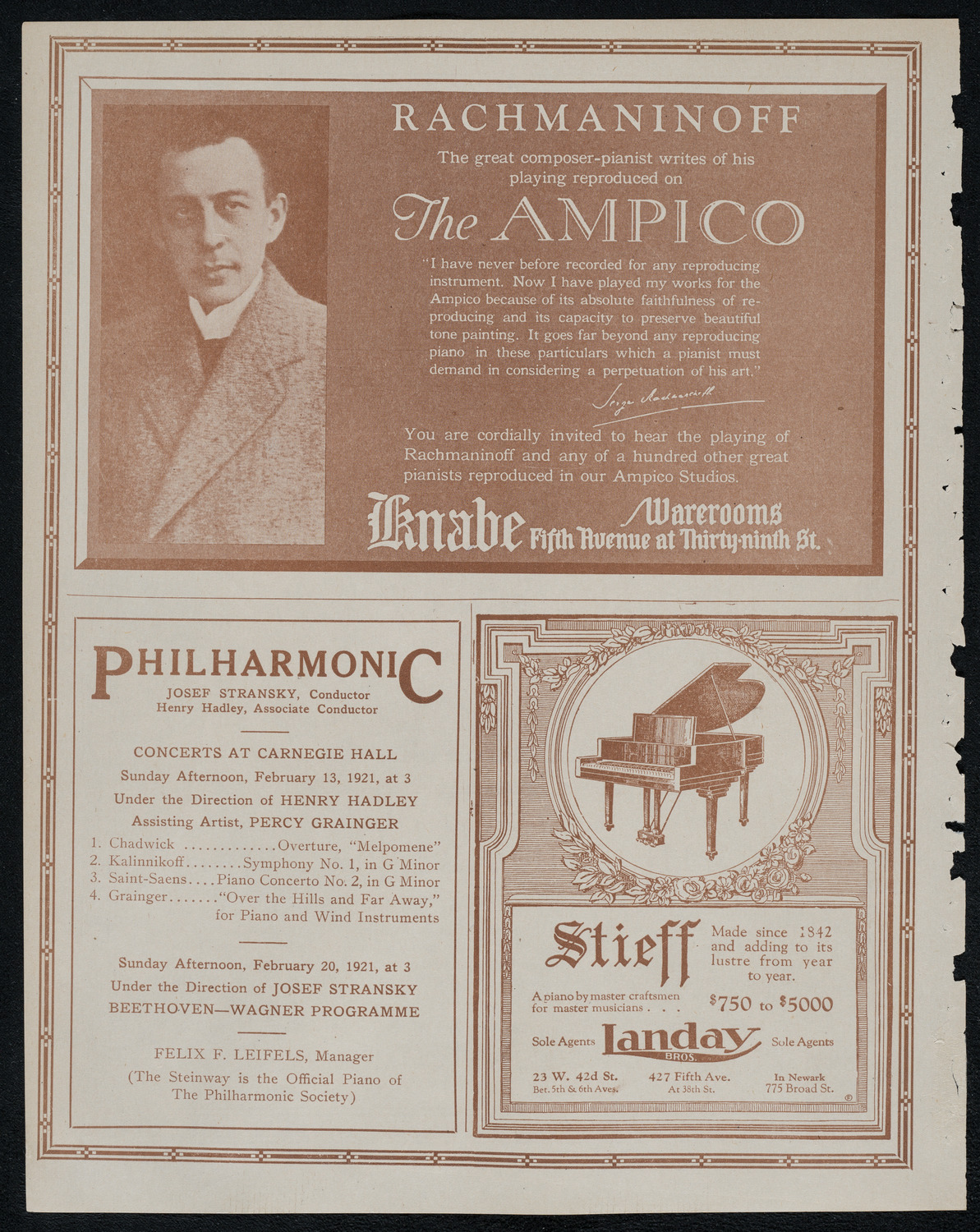 New York Philharmonic, February 11, 1921, program page 12