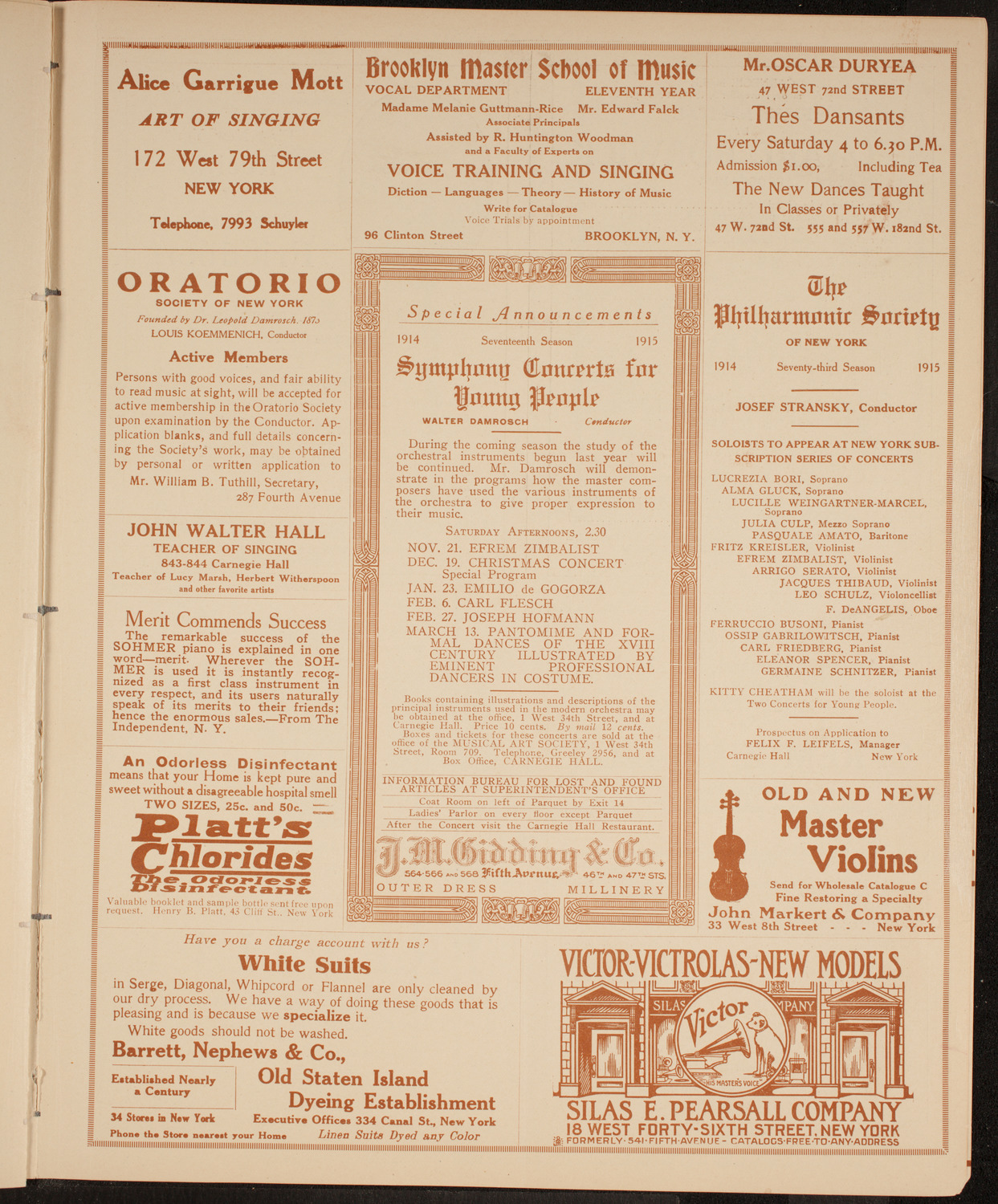 New York Philharmonic, October 29, 1914, program page 9