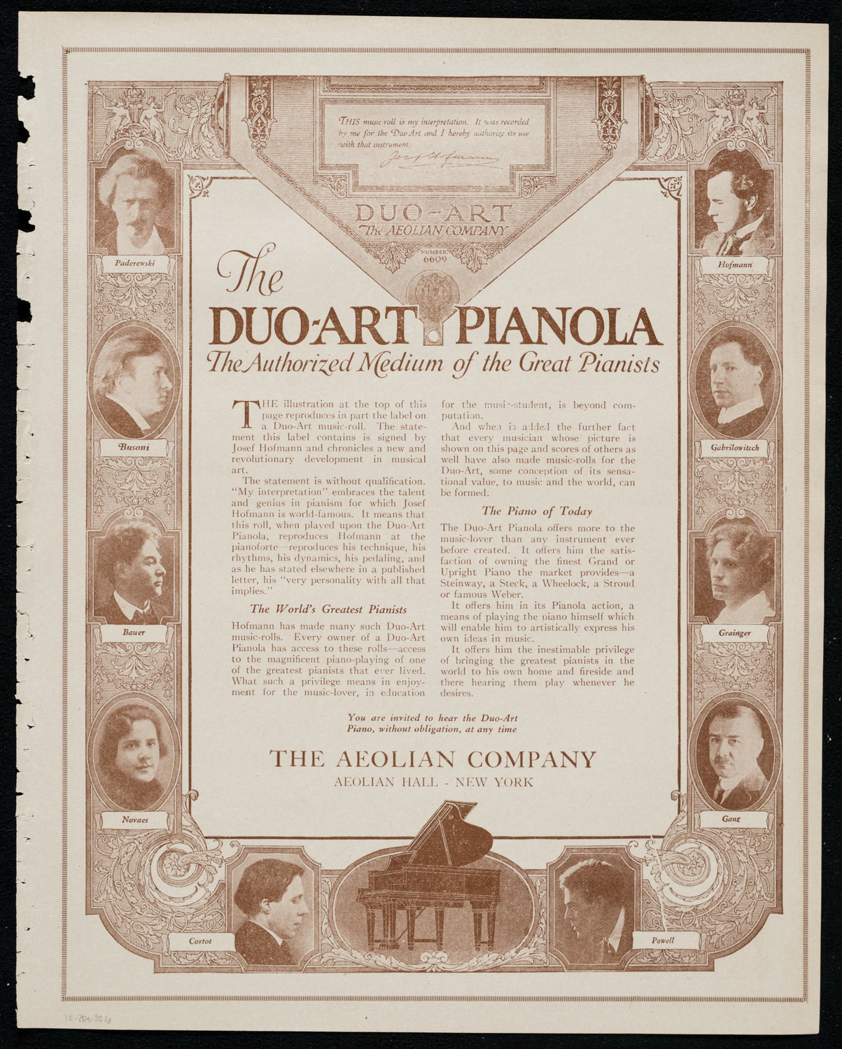 Alfred Mirovitch, Piano, October 20, 1920, program page 11