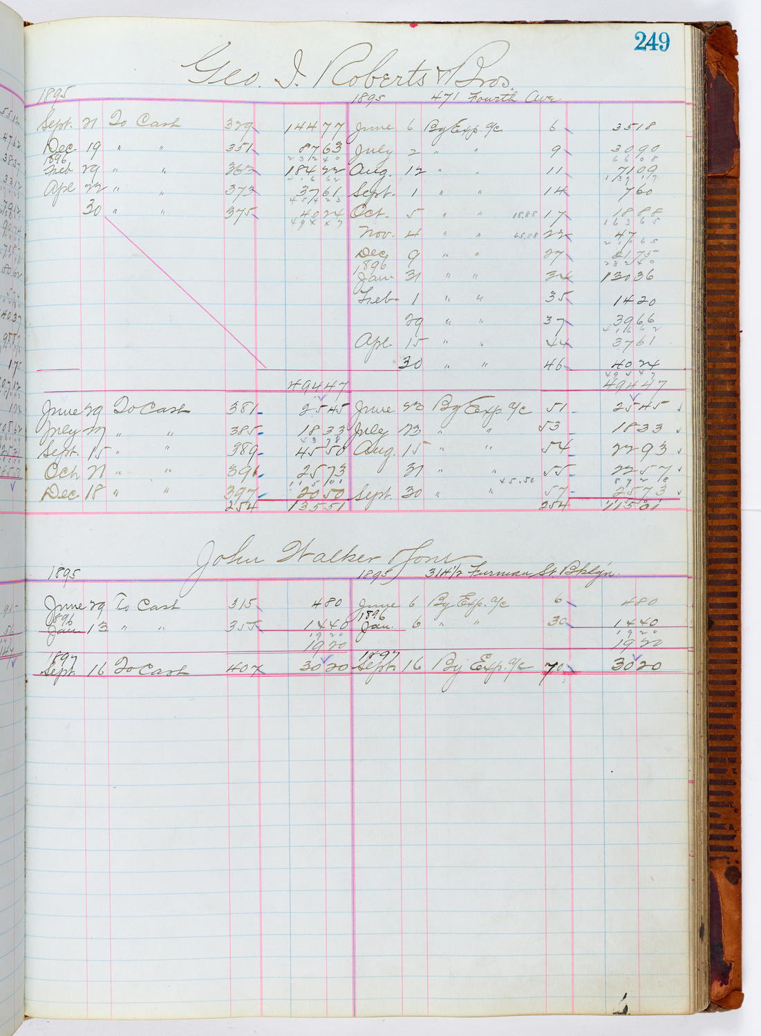 Music Hall Accounting Ledger, volume 1, page 249