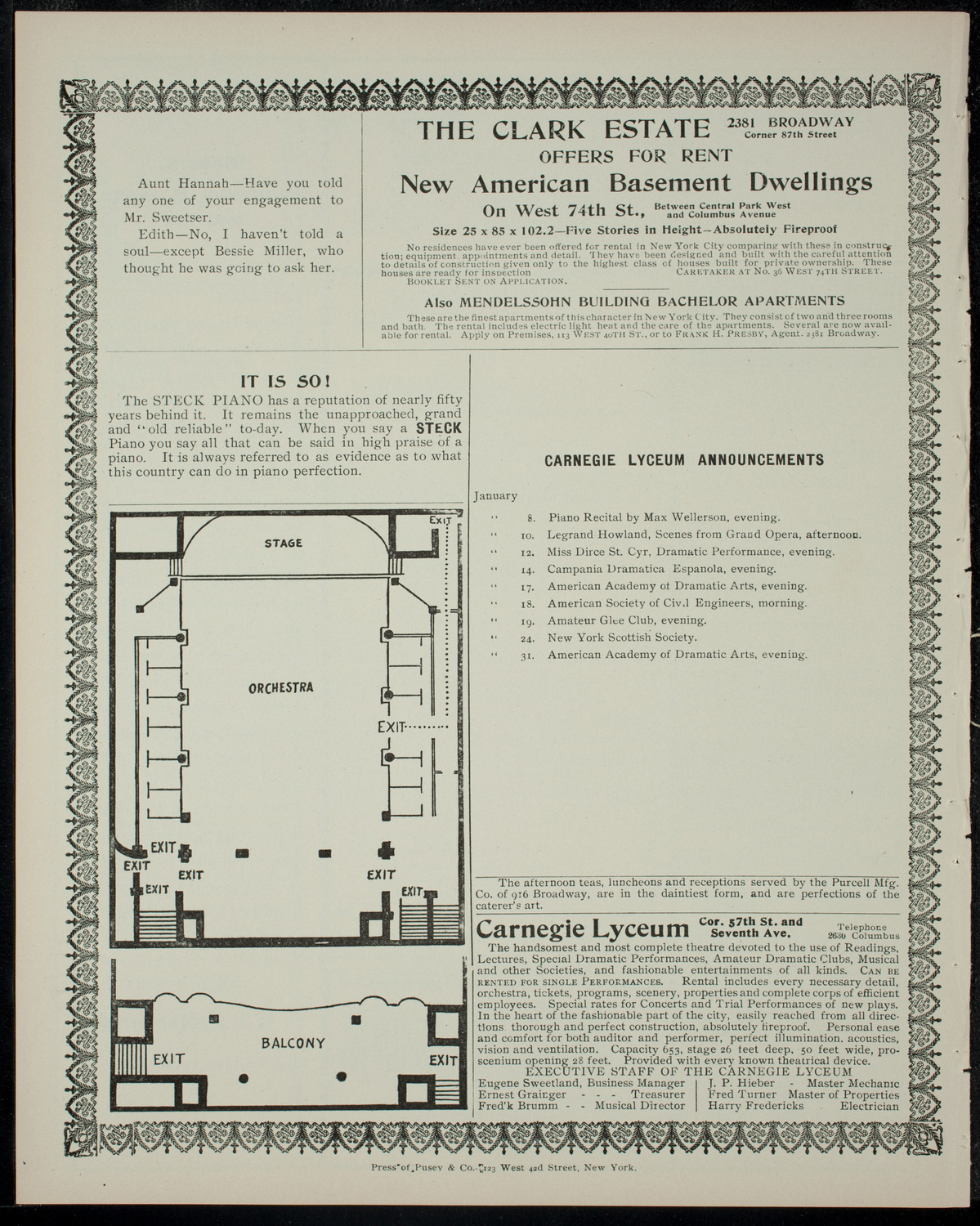 College of the City of New York Sophomore Play, January 6, 1905, program page 4