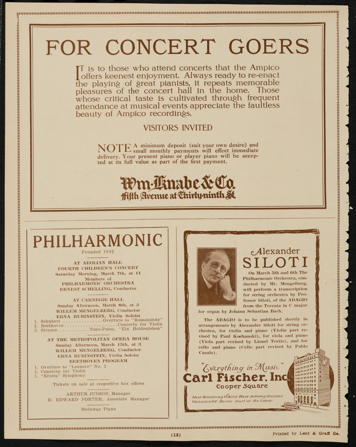 New York Philharmonic, March 6, 1925, program page 12