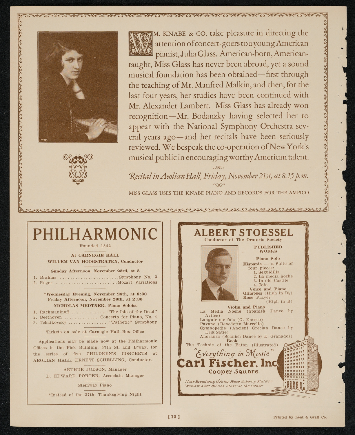 New York Symphony Orchestra, November 21, 1924, program page 12