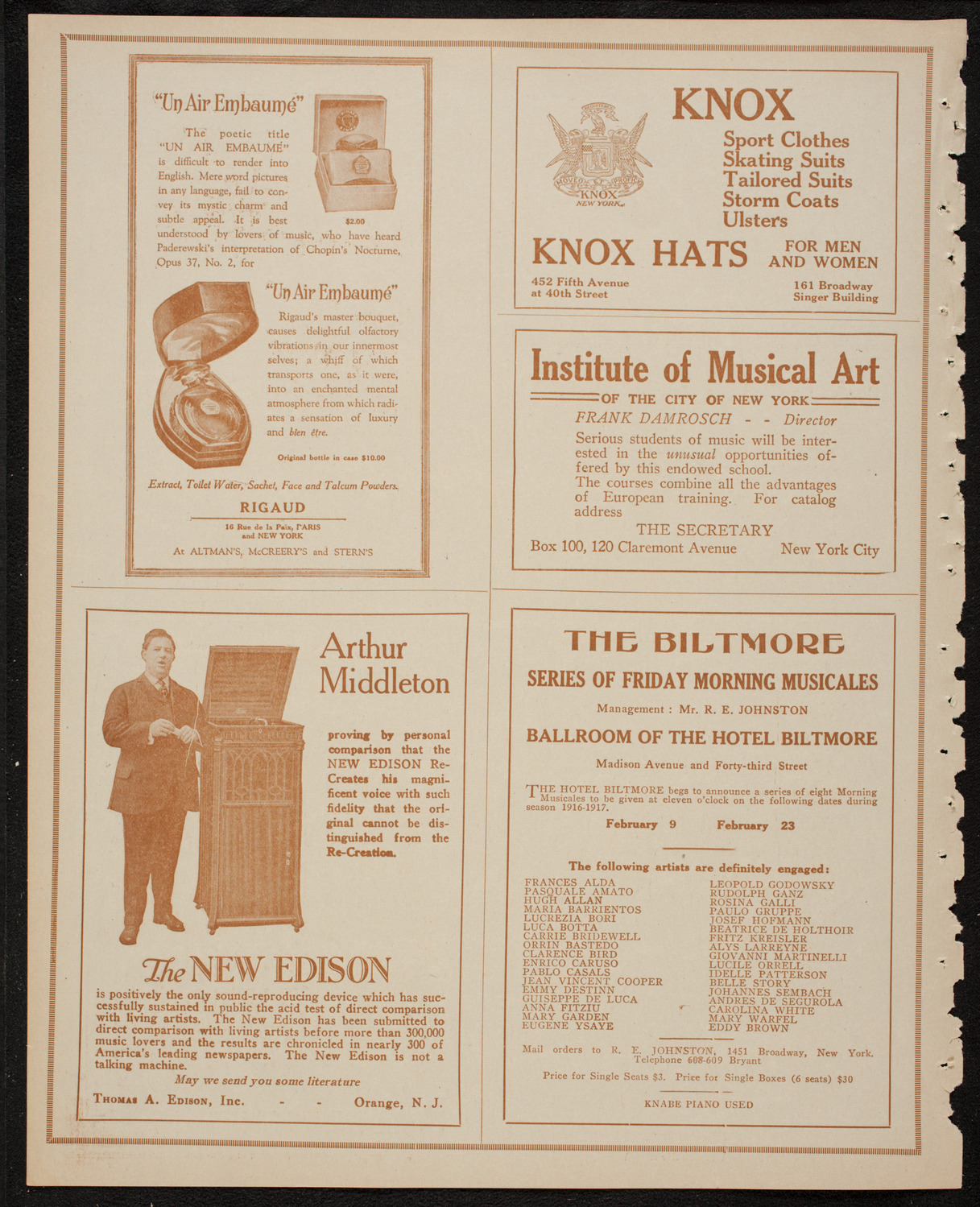 New York Philharmonic, January 28, 1917, program page 2