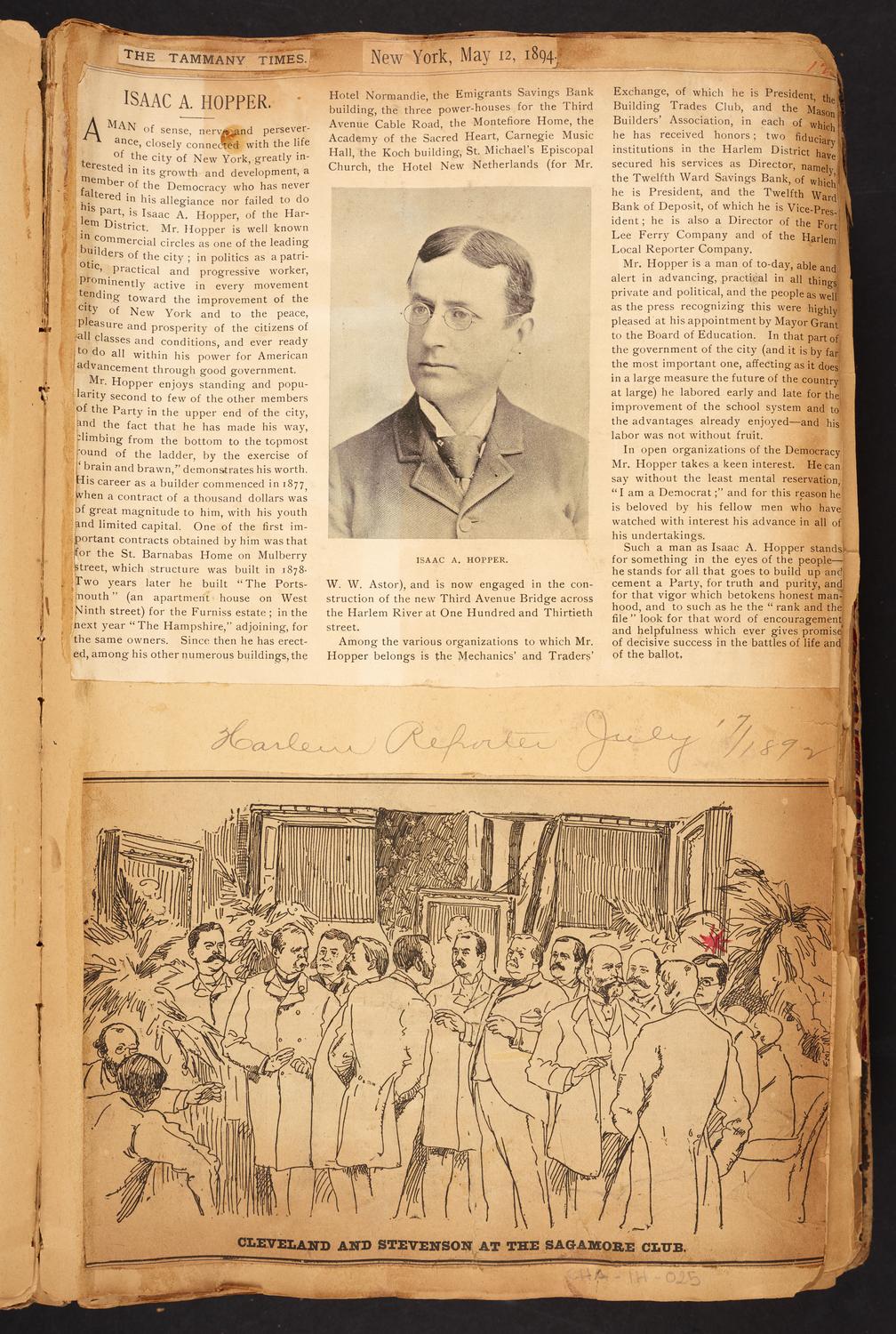 Isaac Hopper Scrapbook, page 25: 1892-1894